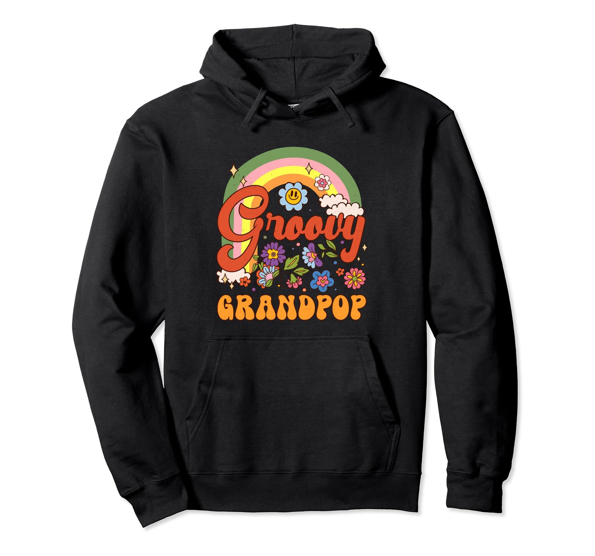 Groovy Grandpop Hippie Rainbow Fathers Hoodie - Trendy Graphic Men Women - T-Shirt, Sweatshirt, Hoodie