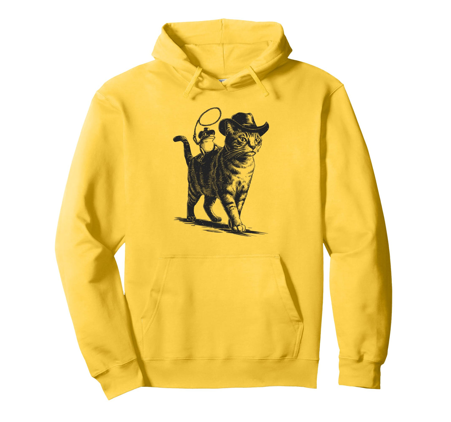 Cowboy Cat And Frog Western Theme 90S Hoodie - Casual Everyday Wear Unisex - T-Shirt, Sweatshirt, Hoodie