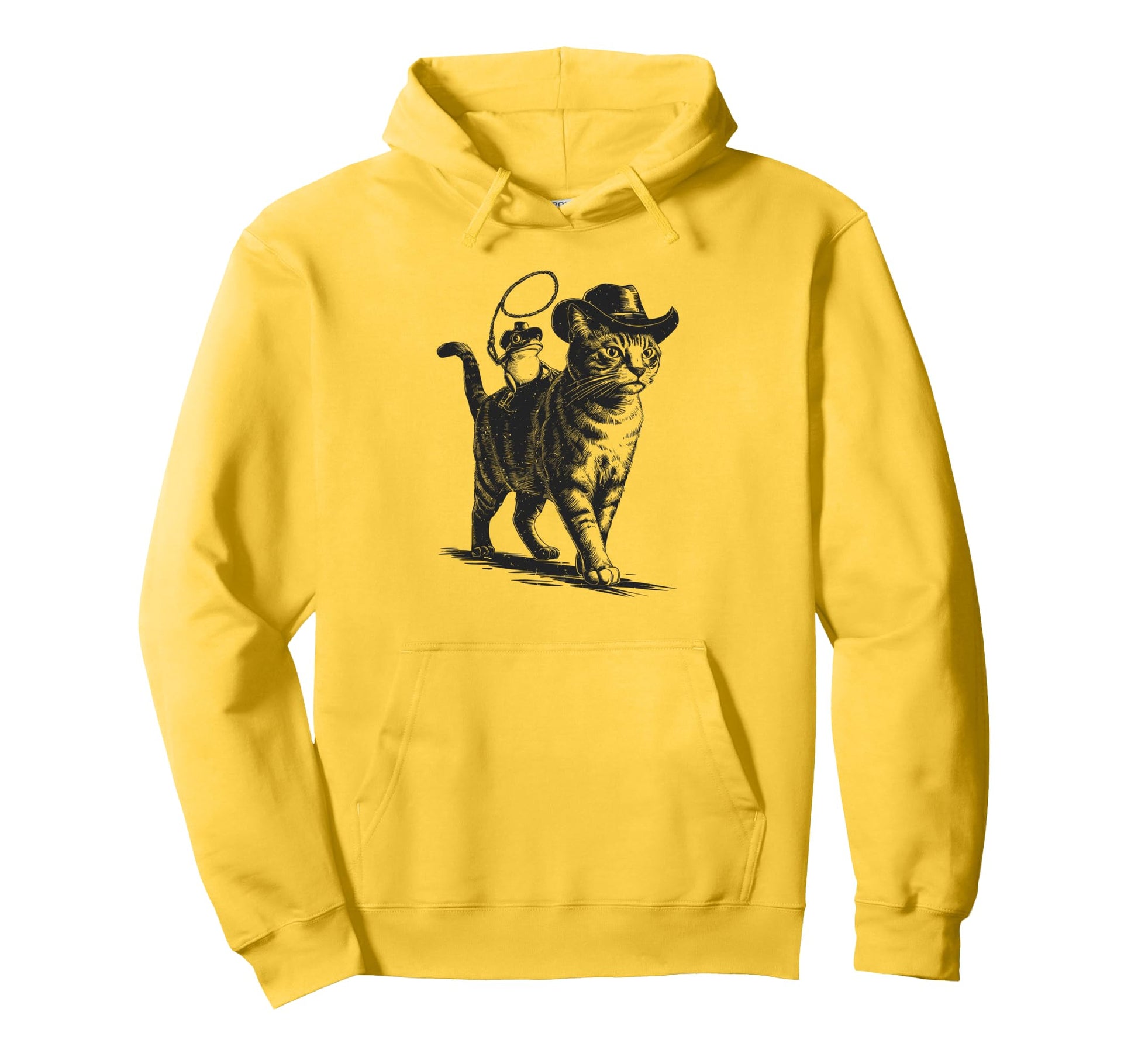 Cowboy Cat And Frog Western Theme 90S Hoodie - Casual Everyday Wear Unisex - T-Shirt, Sweatshirt, Hoodie