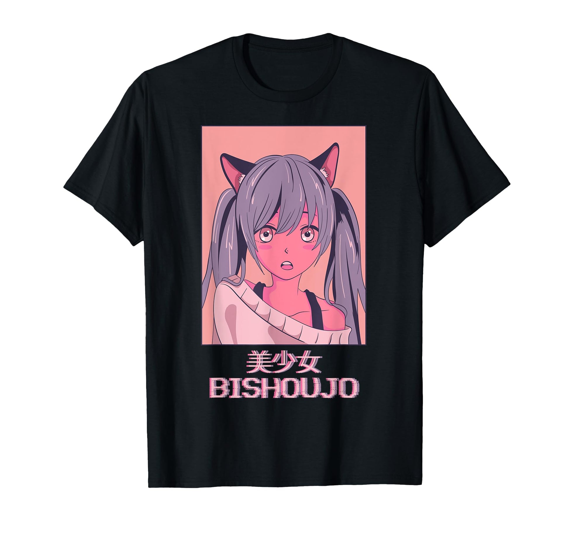Anime Neko Japanese Vaporwave T-Shirt - Fun Novelty Design for Adults - T-Shirt, Sweatshirt, Hoodie