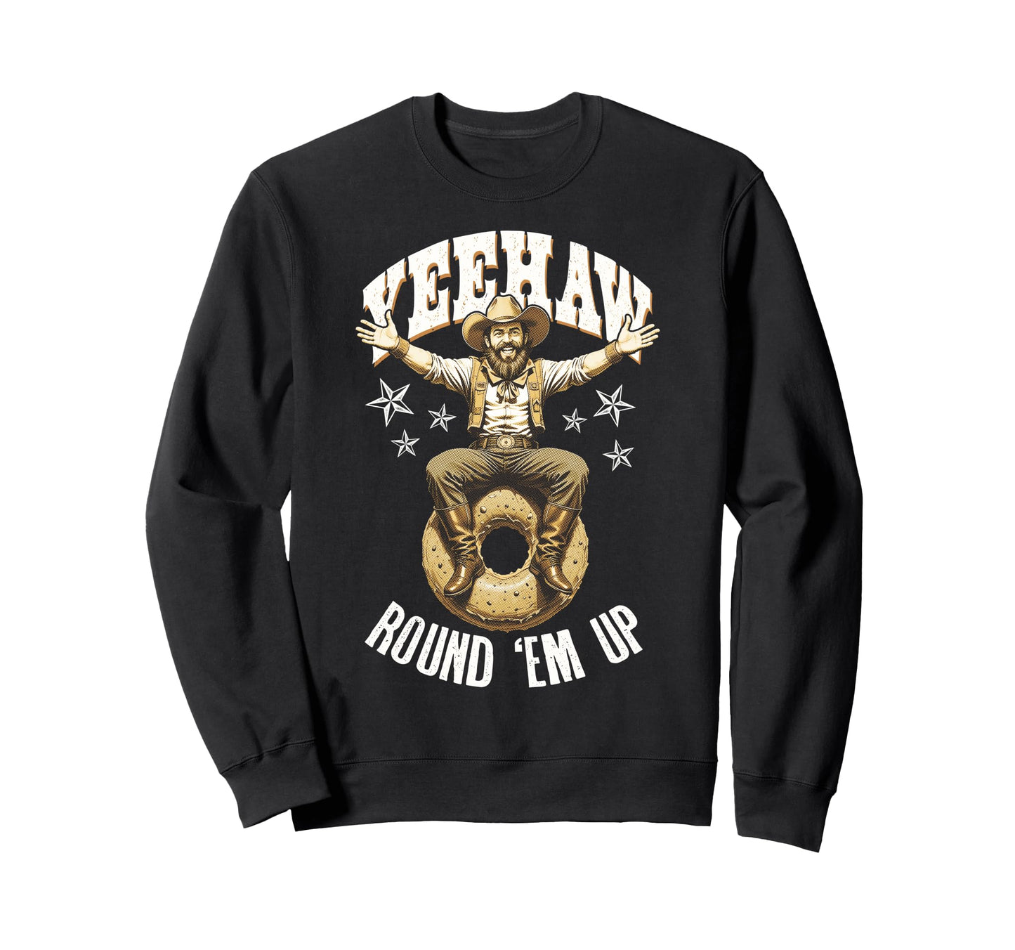 Cowboy Donut Lover Round Em Up Sweatshirt - Custom Art Print for Adults - T-Shirt, Sweatshirt, Hoodie