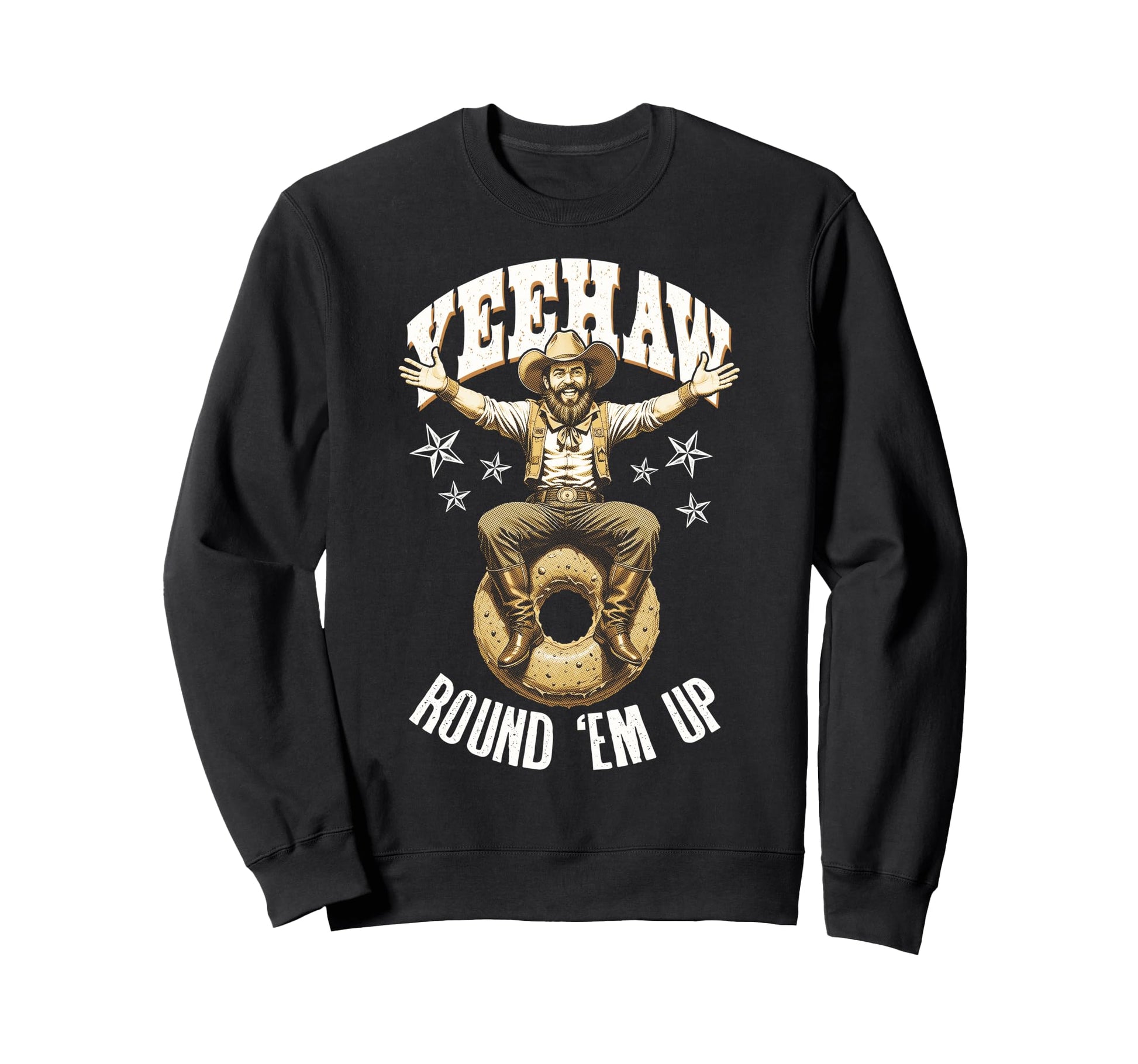 Cowboy Donut Lover Round Em Up Sweatshirt - Custom Art Print for Adults - T-Shirt, Sweatshirt, Hoodie