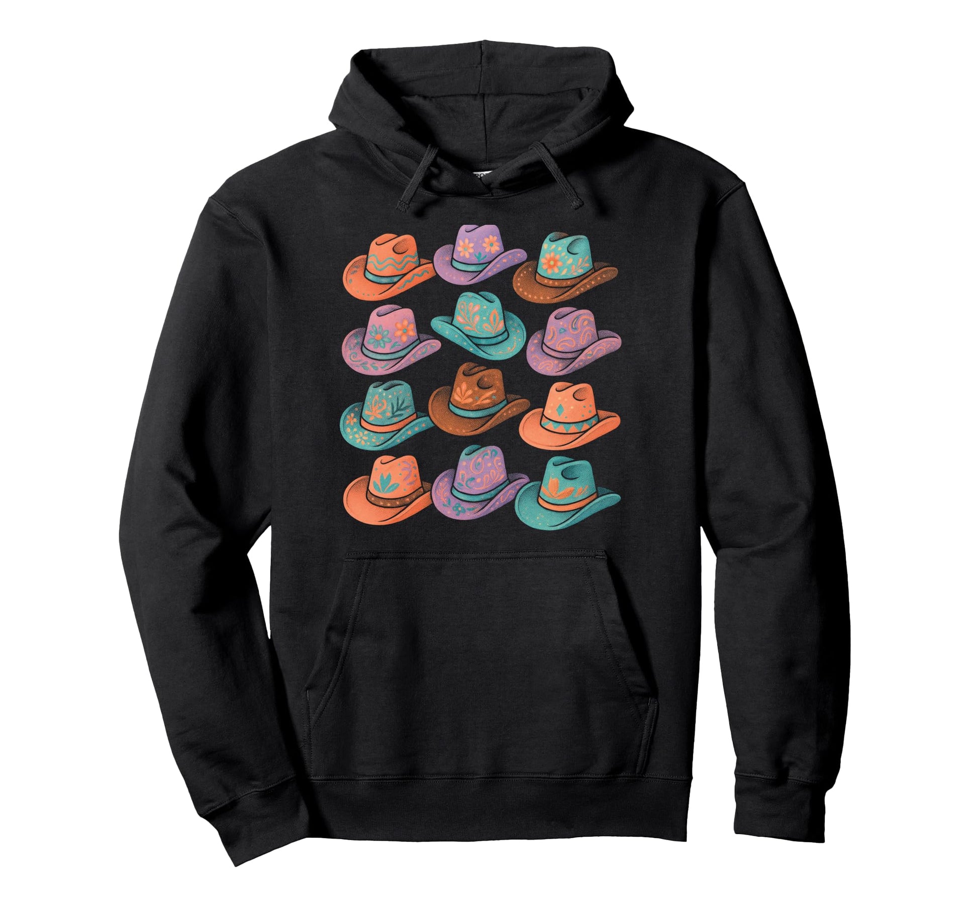 Cowboy Hats Western Aztec Pattern Art Hoodie - Unique Graphic Men Women - T-Shirt, Sweatshirt, Hoodie