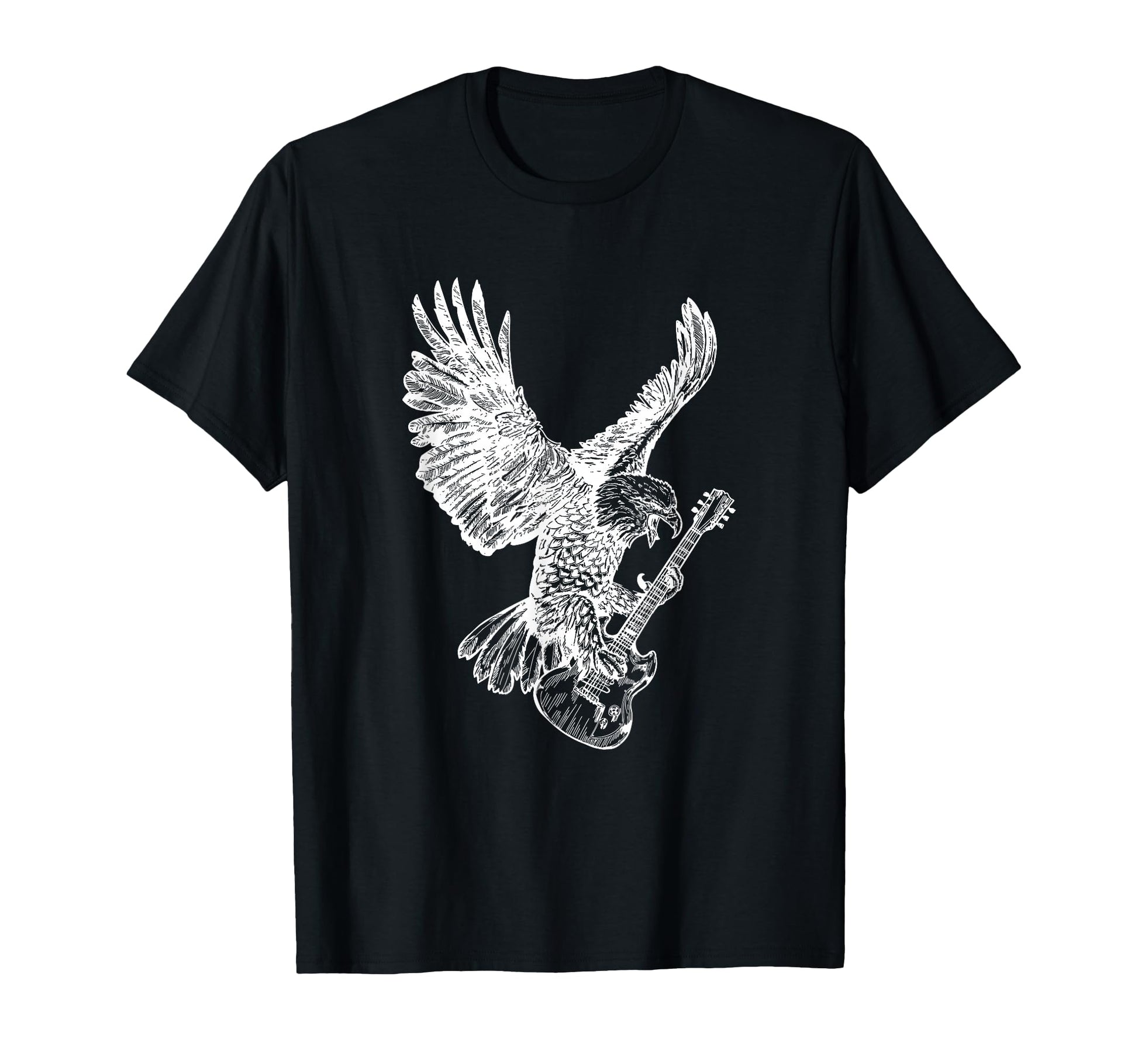 Seembo Eagle Playing Guitar T-Shirt - Custom Art Print for Adults - T-Shirt, Sweatshirt, Hoodie