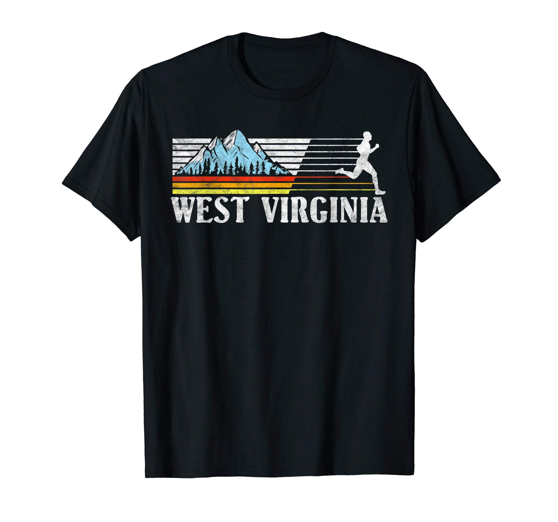 West Virginia Trail Running Mountains T-Shirt - Novelty Apparel for Adults - T-Shirt, Sweatshirt, Hoodie