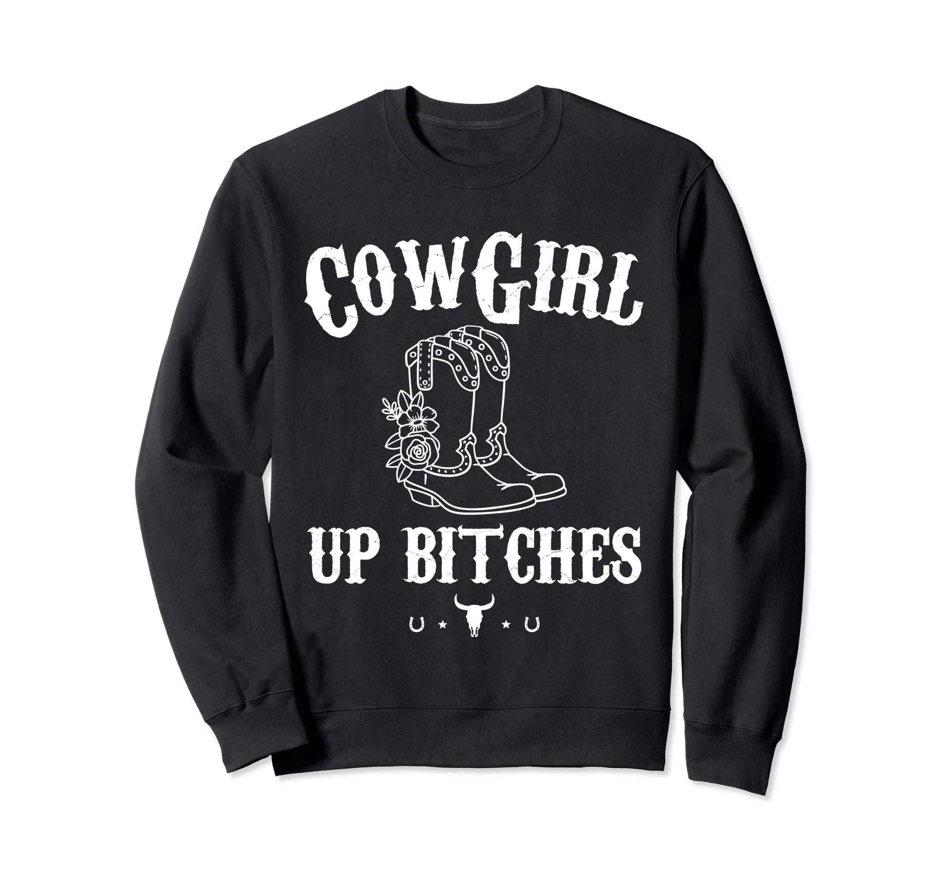 Western Cowgirl Yeehaw Hippie Boho Cow Sweatshirt - Unique Graphic Unisex - T-Shirt, Sweatshirt, Hoodie