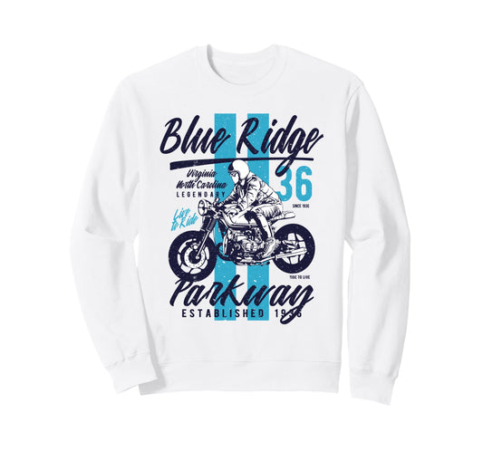 Blue Ridge Parkway Va Nc Motorcycle Sweatshirt - Trendy Graphic Unisex - T-Shirt, Sweatshirt, Hoodie