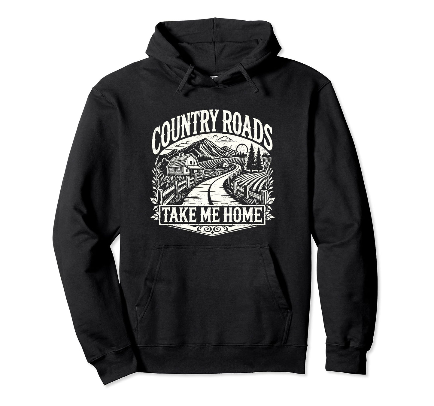 Country Roads Take Me Home Cowboy Hoodie - Novelty Apparel for Adults - T-Shirt, Sweatshirt, Hoodie