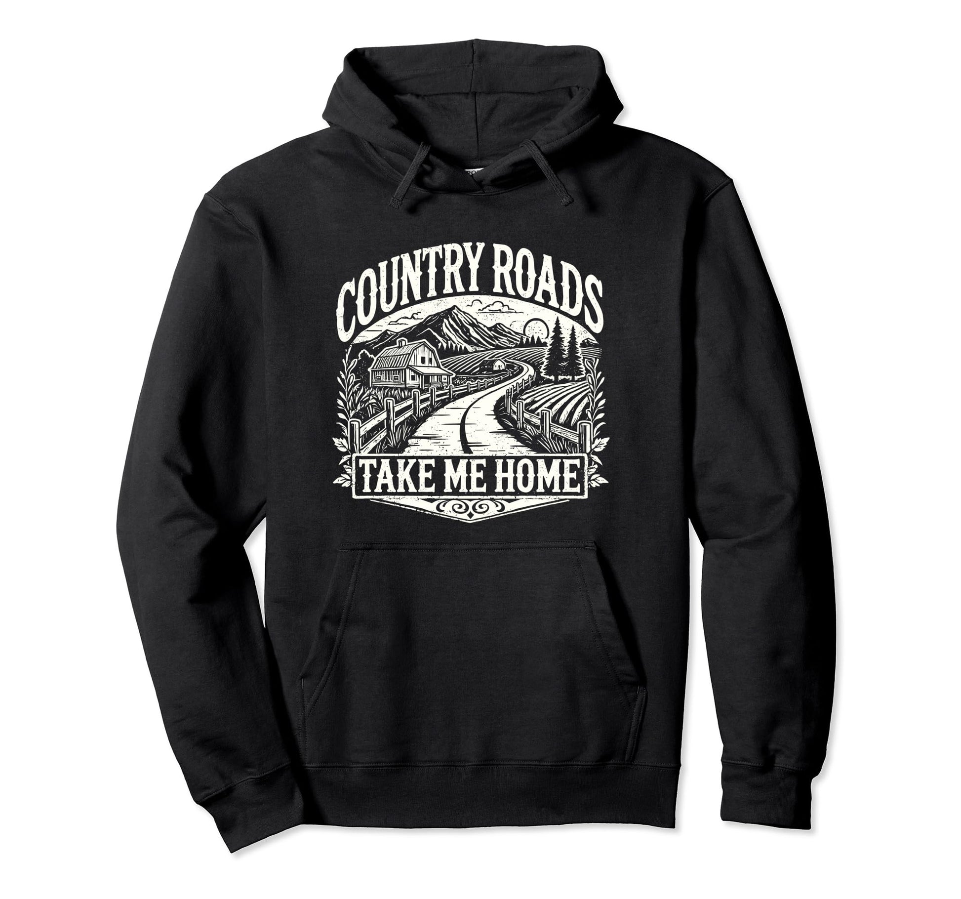 Country Roads Take Me Home Cowboy Hoodie - Novelty Apparel for Adults - T-Shirt, Sweatshirt, Hoodie