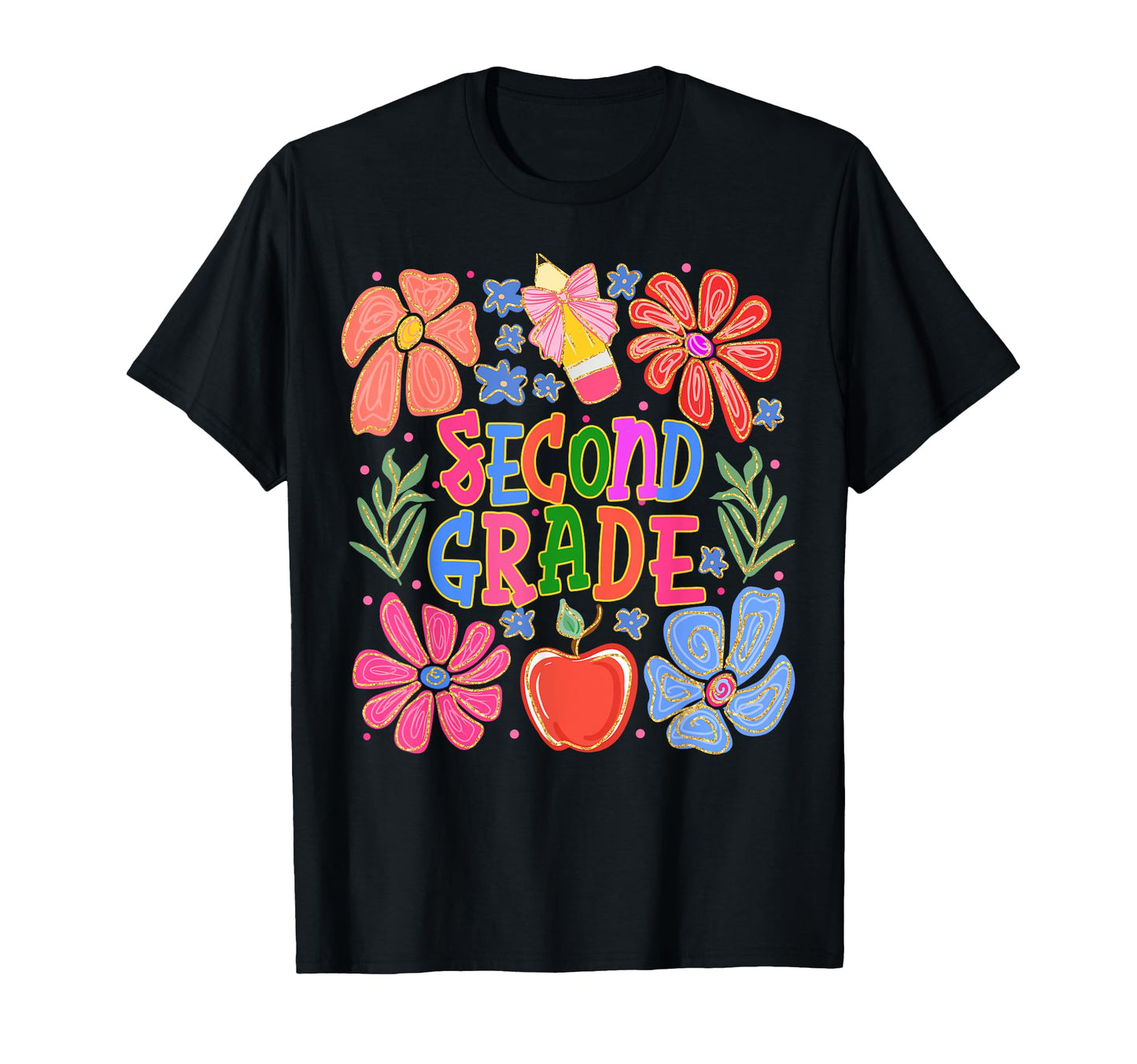 2Nd Grade Floral Boho Flowers School T-Shirt - Custom Art Print for Adults - T-Shirt, Sweatshirt, Hoodie