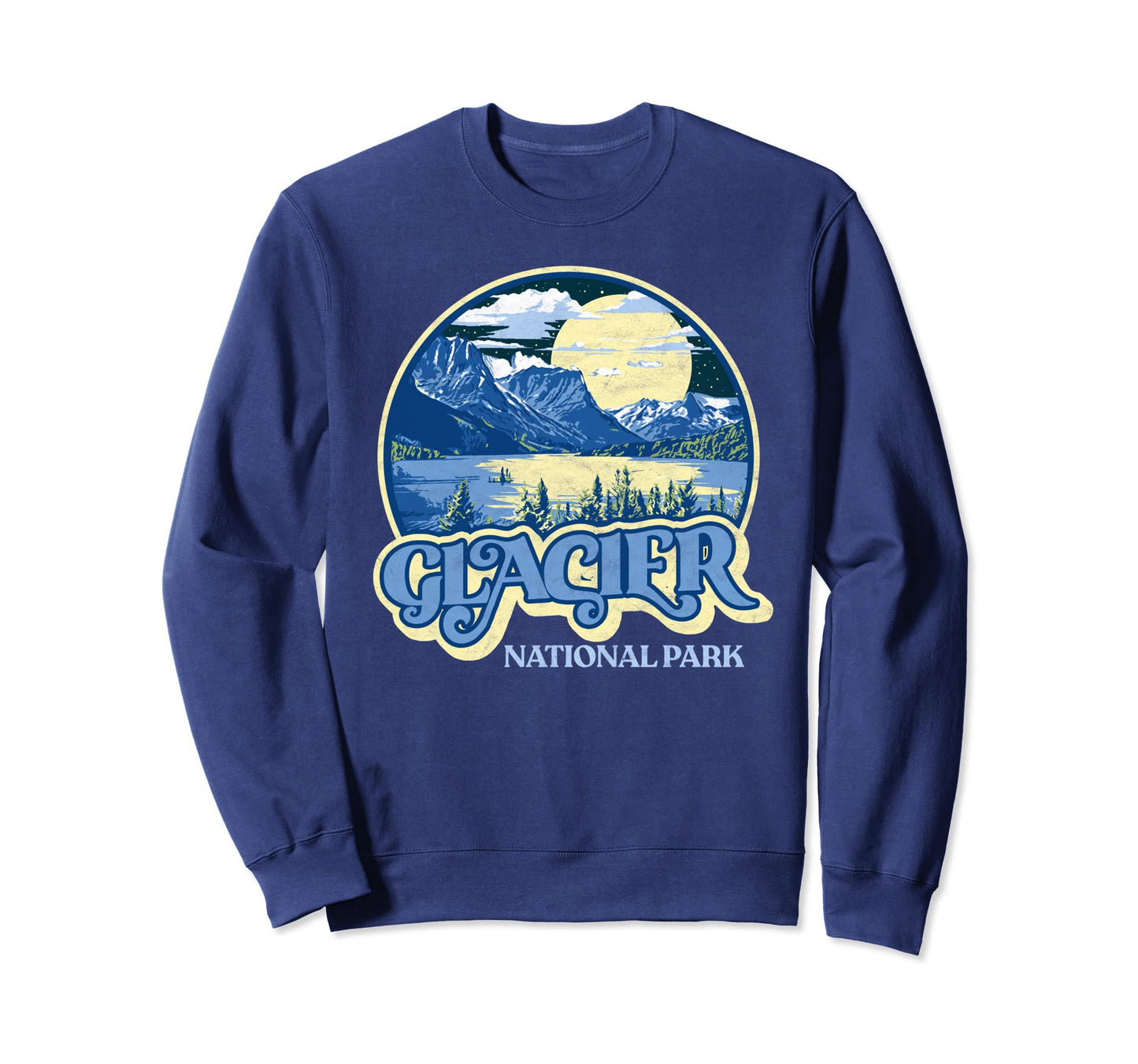 Glacier National Park Montana 80S Sweatshirt - Casual Everyday Wear Unisex - T-Shirt, Sweatshirt, Hoodie