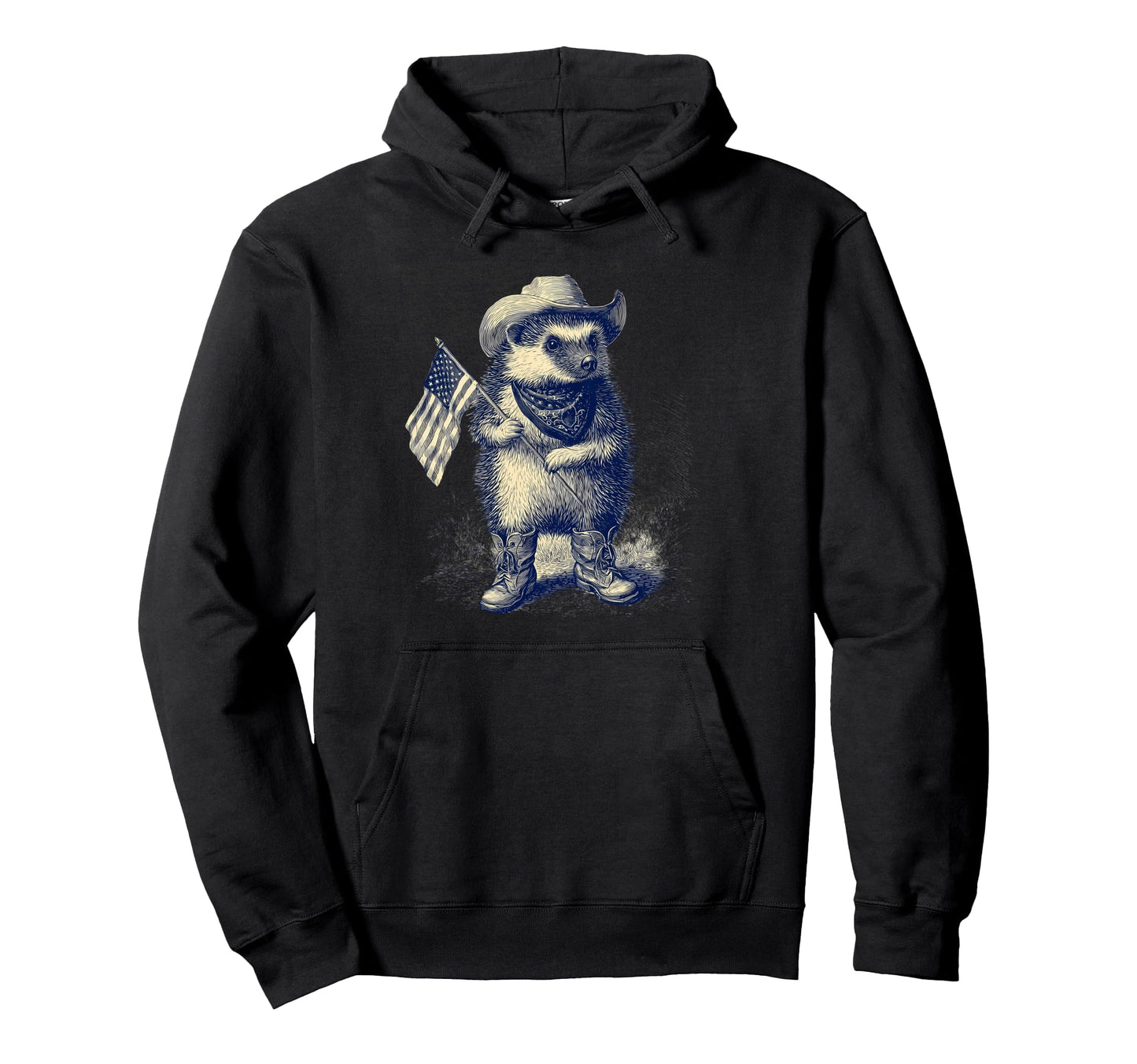Hedgehog Cowboy Rodeo Cowgirl Western Hoodie - Minimalist Print Unisex - T-Shirt, Sweatshirt, Hoodie