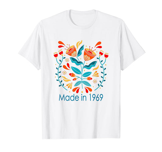 55Th Birthday Boho Folk Art Floral Flower T-Shirt - Graphic Print Unisex - T-Shirt, Sweatshirt, Hoodie