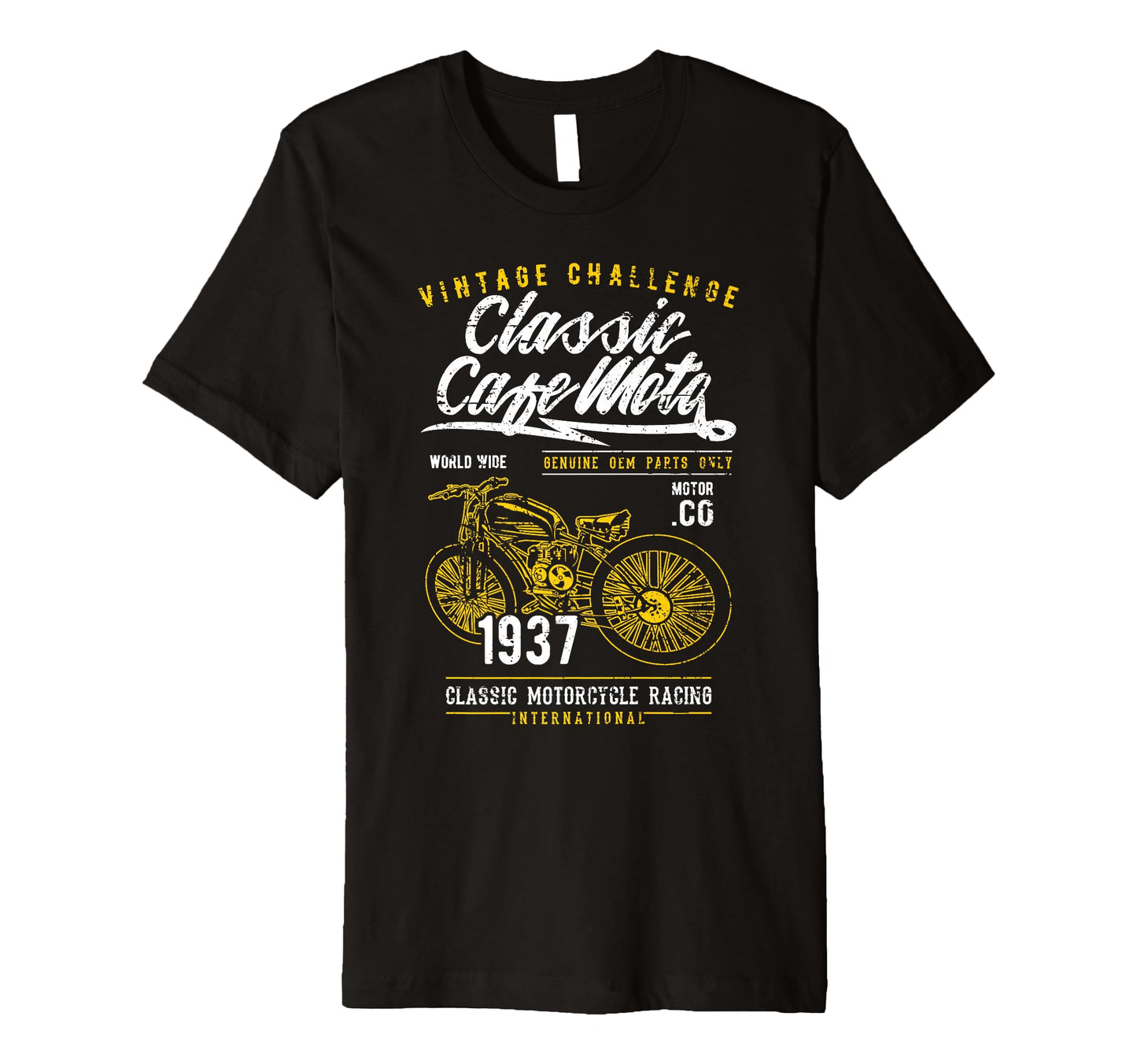 Cafe Racer Motorcycle Distressed T-Shirt - Custom Art Print for Adults - T-Shirt, Sweatshirt, Hoodie