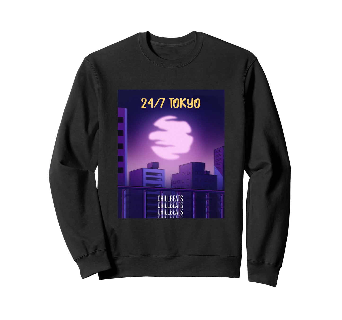 Aesthetic Tokyo 24 7 Lofi Hip Hop Sweatshirt - Graphic Print Men Women - T-Shirt, Sweatshirt, Hoodie