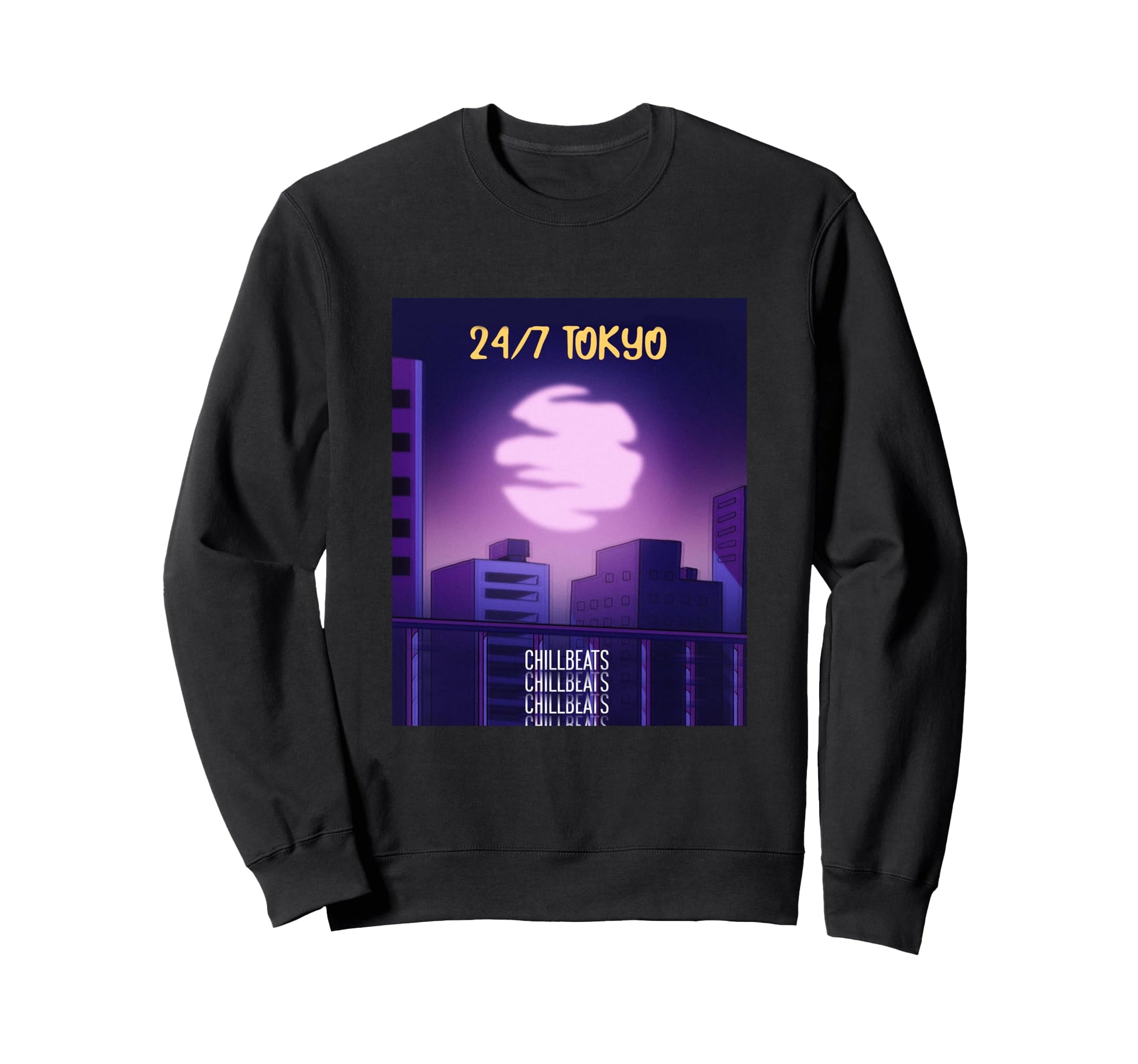 Aesthetic Tokyo 24 7 Lofi Hip Hop Sweatshirt - Graphic Print Men Women - T-Shirt, Sweatshirt, Hoodie