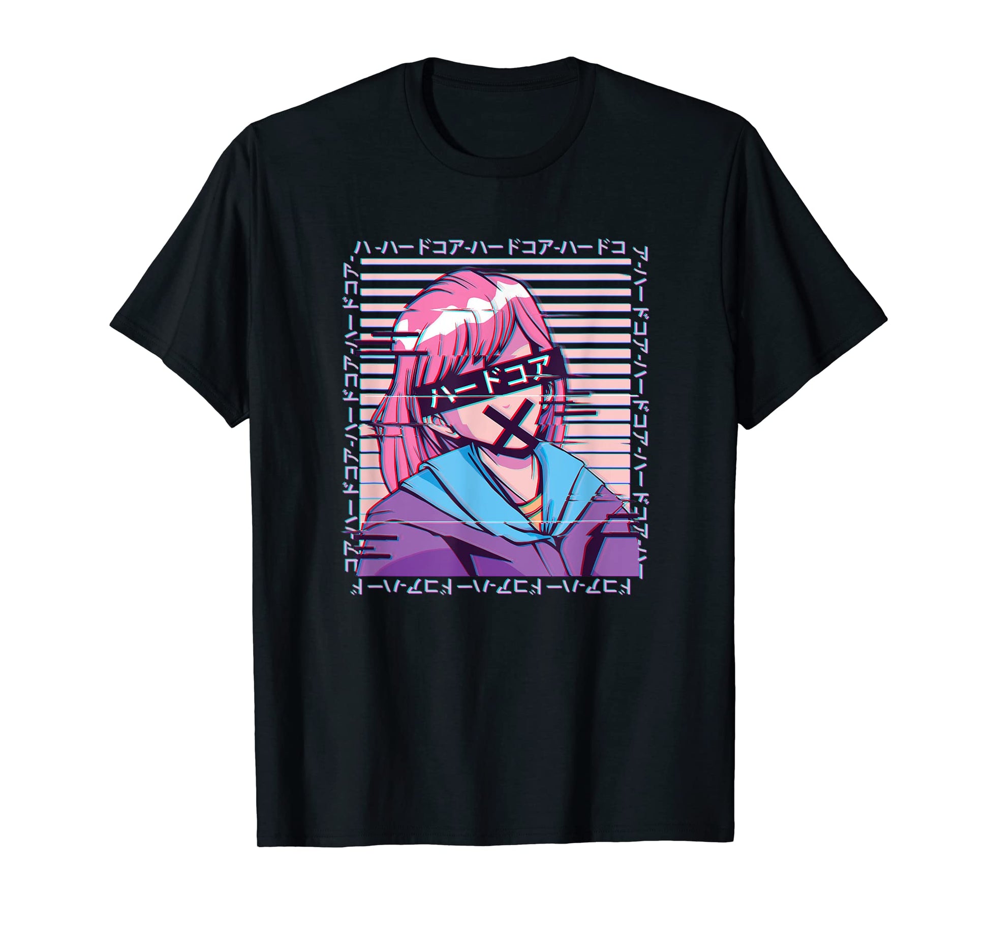 Glitch Anime Japanese Aesthetic T-Shirt - Aesthetic Graphic for Adults - T-Shirt, Sweatshirt, Hoodie