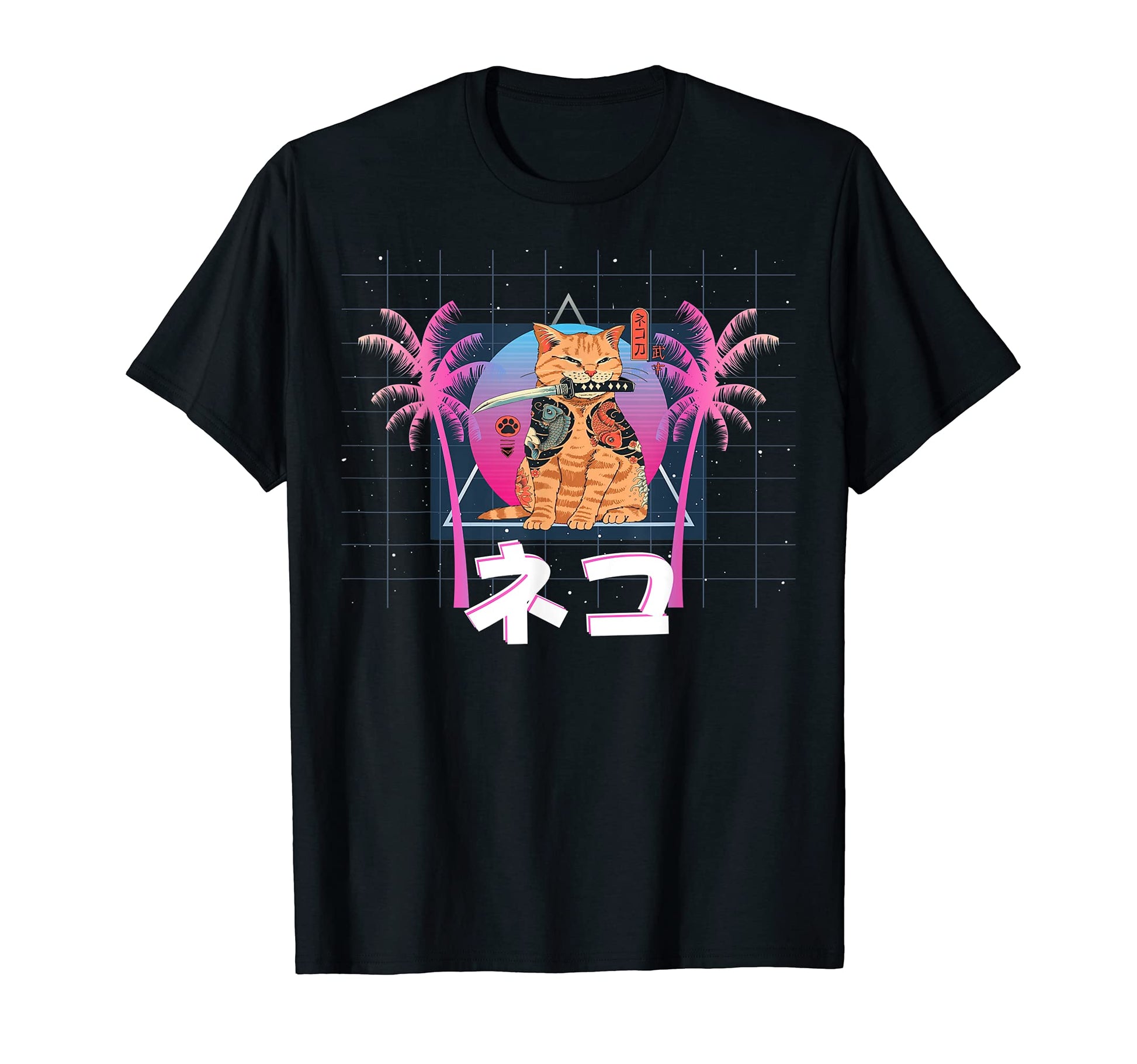 Japanese Samurai Ninja Cat Neko T-Shirt - Graphic Print Men Women - T-Shirt, Sweatshirt, Hoodie