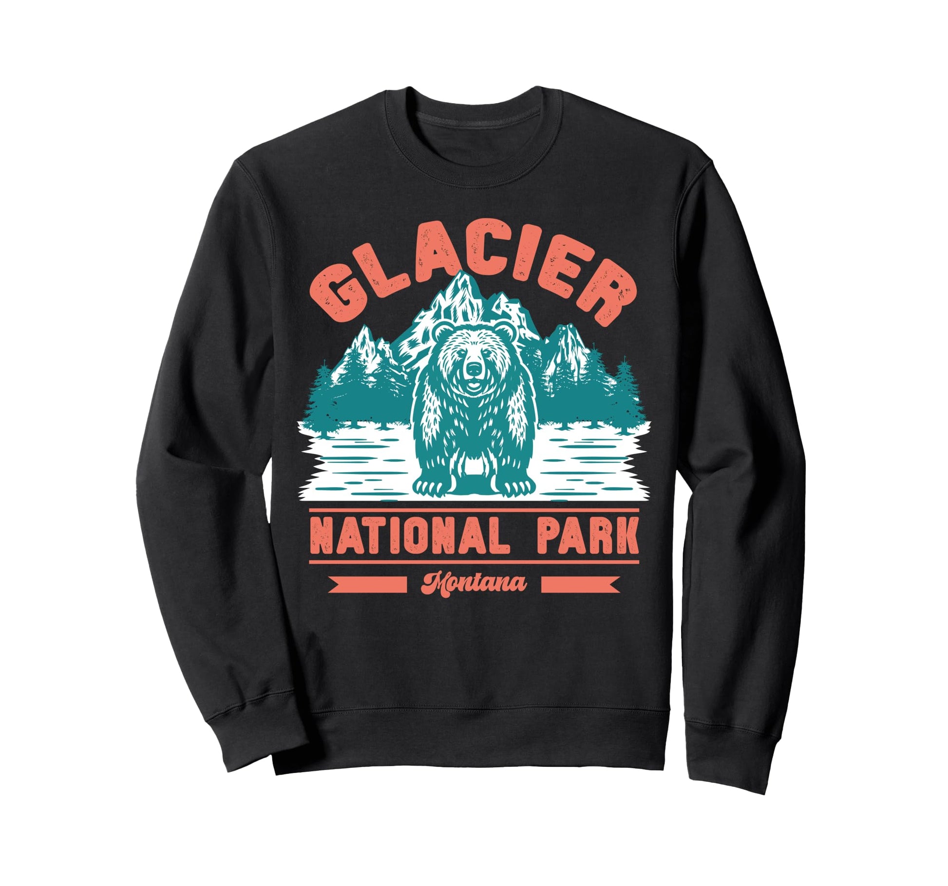 Bear Glacier National Park Montana Sweatshirt - Graphic Print for Adults - T-Shirt, Sweatshirt, Hoodie