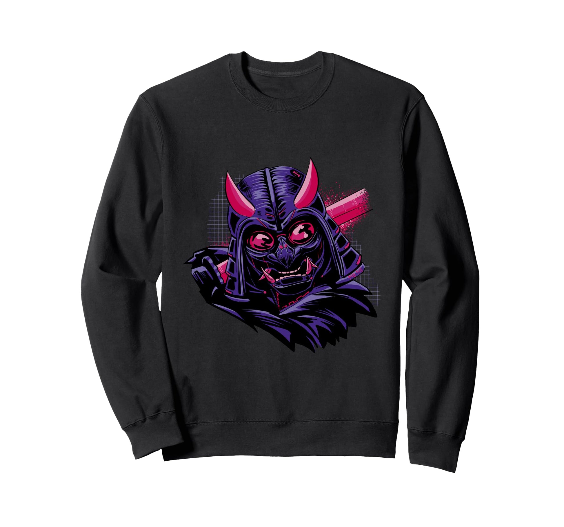 Japanese Samurai Mask Vaporwave Sweatshirt - Aesthetic Graphic for Adults - T-Shirt, Sweatshirt, Hoodie