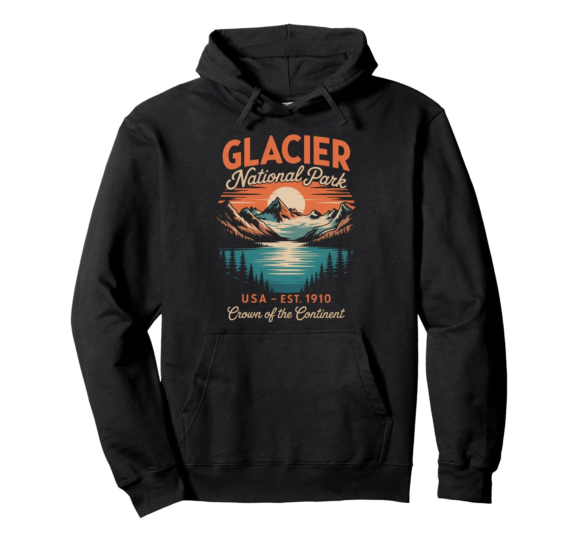 Glacier National Park Hoodie - Graphic Print for Adults - T-Shirt, Sweatshirt, Hoodie