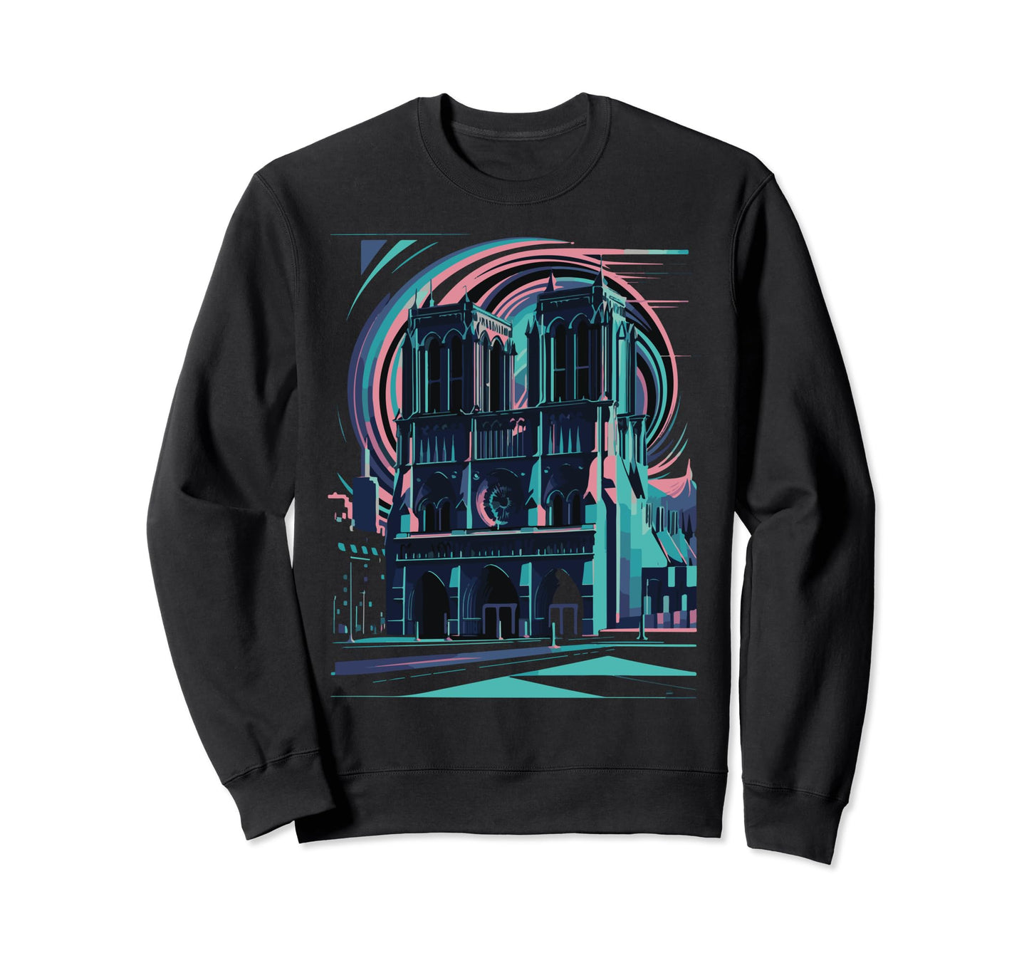 Notre Dame Vaporwave Aesthetic Sweatshirt - Fun Novelty Design for Adults - T-Shirt, Sweatshirt, Hoodie