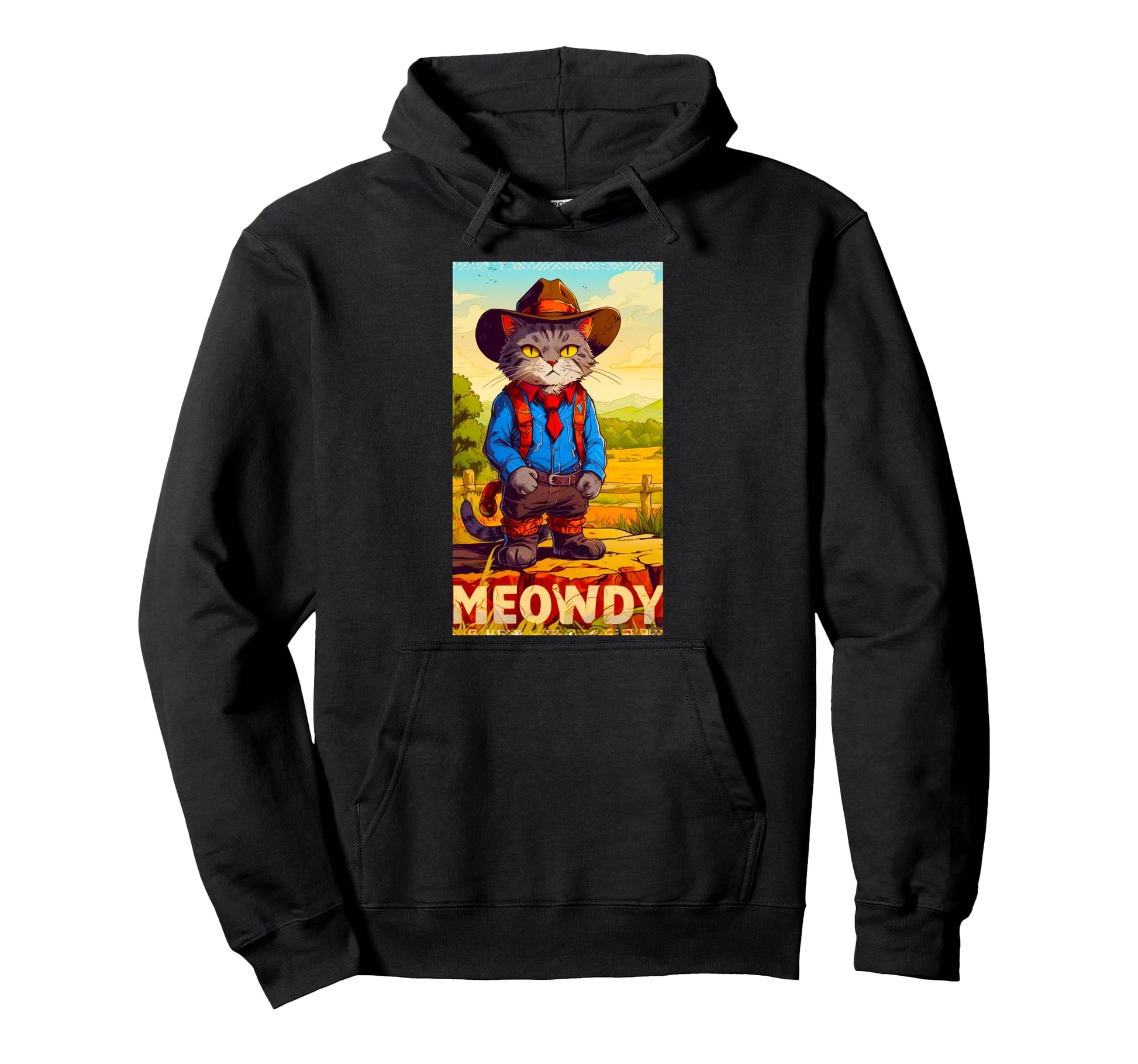 Meowdy Partner Funny Country Side Cat Hoodie - Custom Art Print for Adults - T-Shirt, Sweatshirt, Hoodie