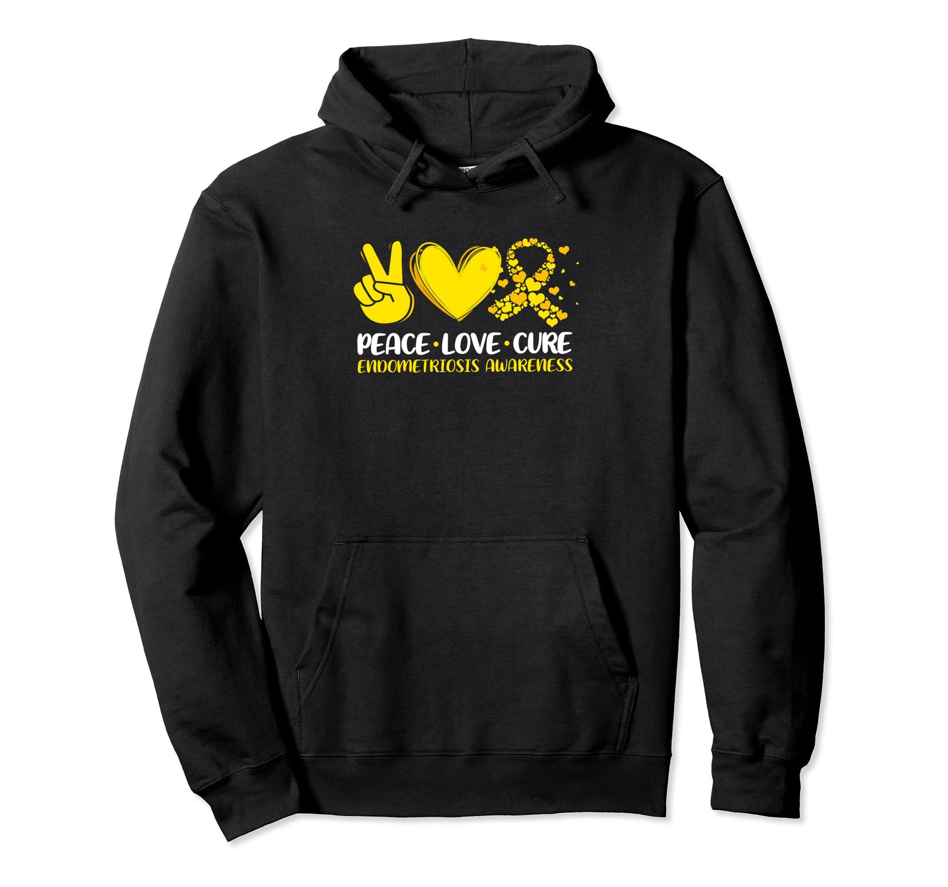 Endometriosis Awareness Yellow Ribbon Hoodie - Unique Graphic for Adults - T-Shirt, Sweatshirt, Hoodie