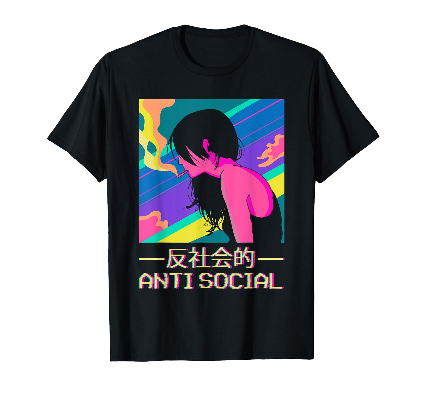 Anti Social Smoking Anime Japanese T-Shirt - Streetwear Style for Adults - T-Shirt, Sweatshirt, Hoodie