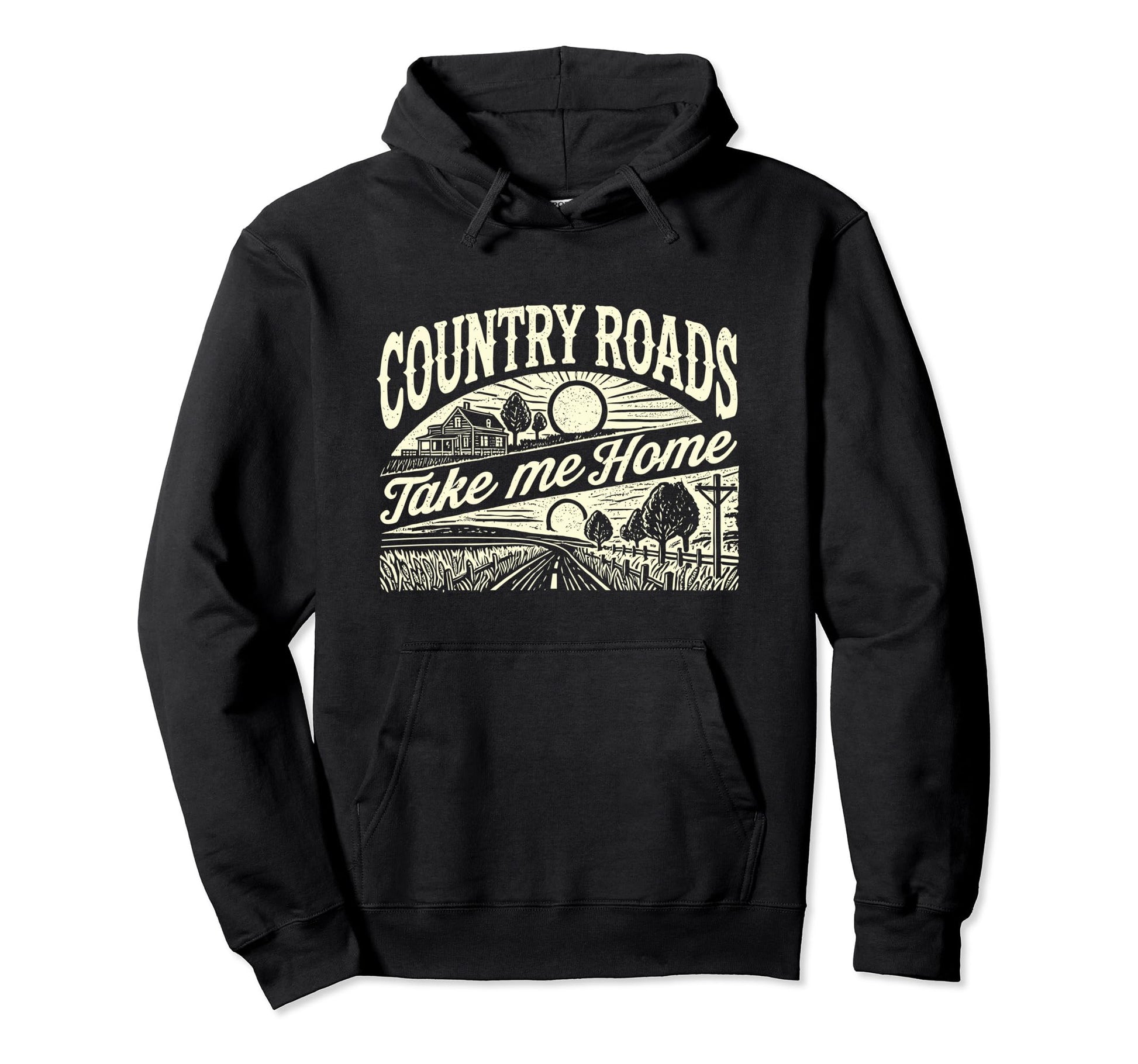 Country Roads Take Me Home Cowboy Hoodie - Unique Graphic Men Women - T-Shirt, Sweatshirt, Hoodie
