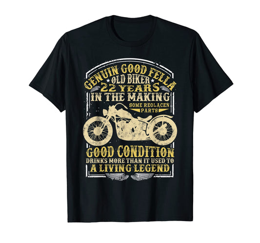 22 Years Old Biker Birthday Motorcycles T-Shirt - Trendy Graphic Men Women - T-Shirt, Sweatshirt, Hoodie
