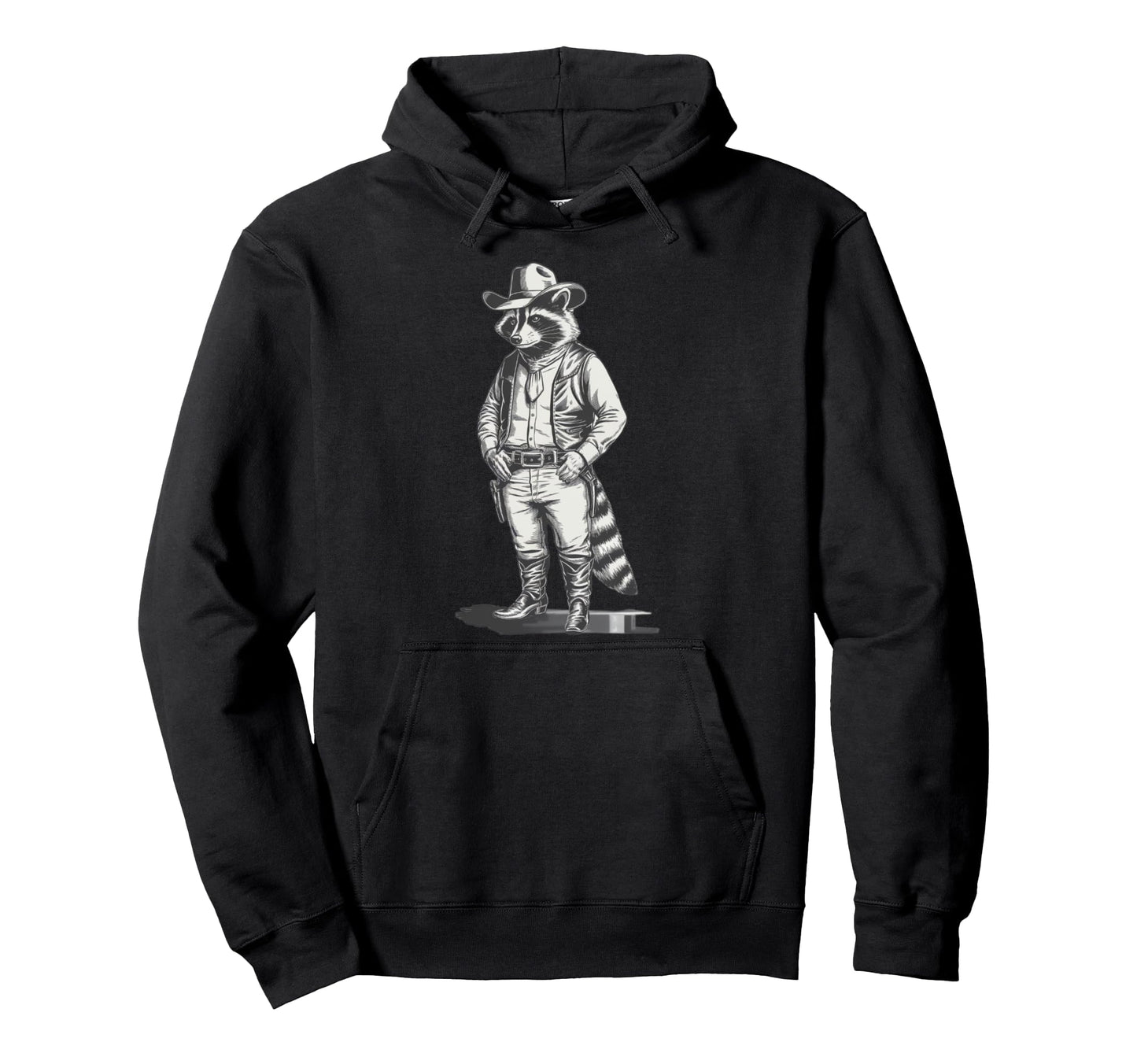 Howdy Cowboy Raccoon Western Charm Hoodie - Aesthetic Graphic for Adults - T-Shirt, Sweatshirt, Hoodie