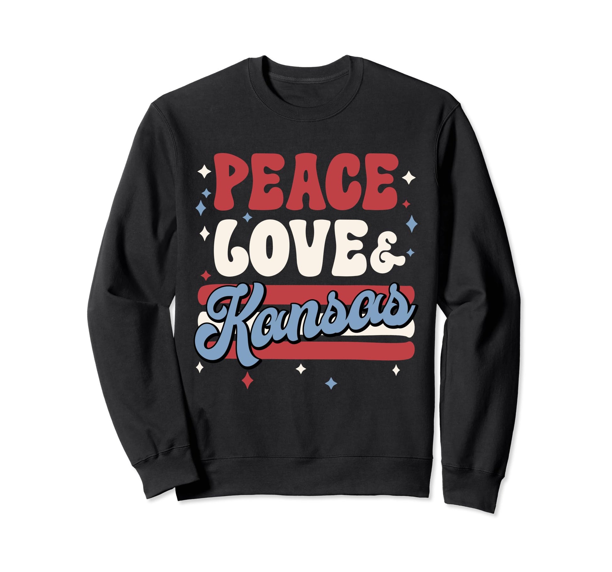 Peace Love Kansas Ks 4Th July Sweatshirt - Novelty Apparel Men Women - T-Shirt, Sweatshirt, Hoodie