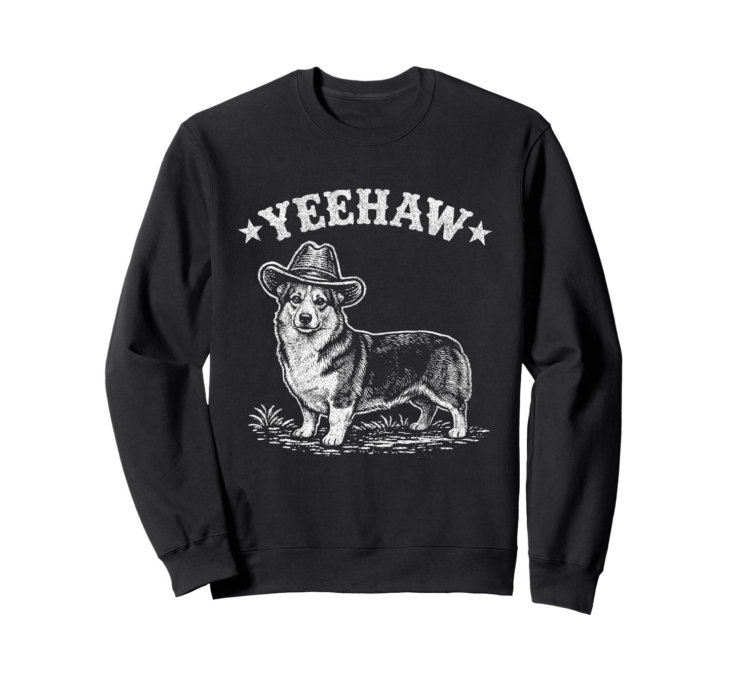 Yeehaw Corgi Cowboy Hat Western Dog Sweatshirt - Graphic Print Men Women - T-Shirt, Sweatshirt, Hoodie