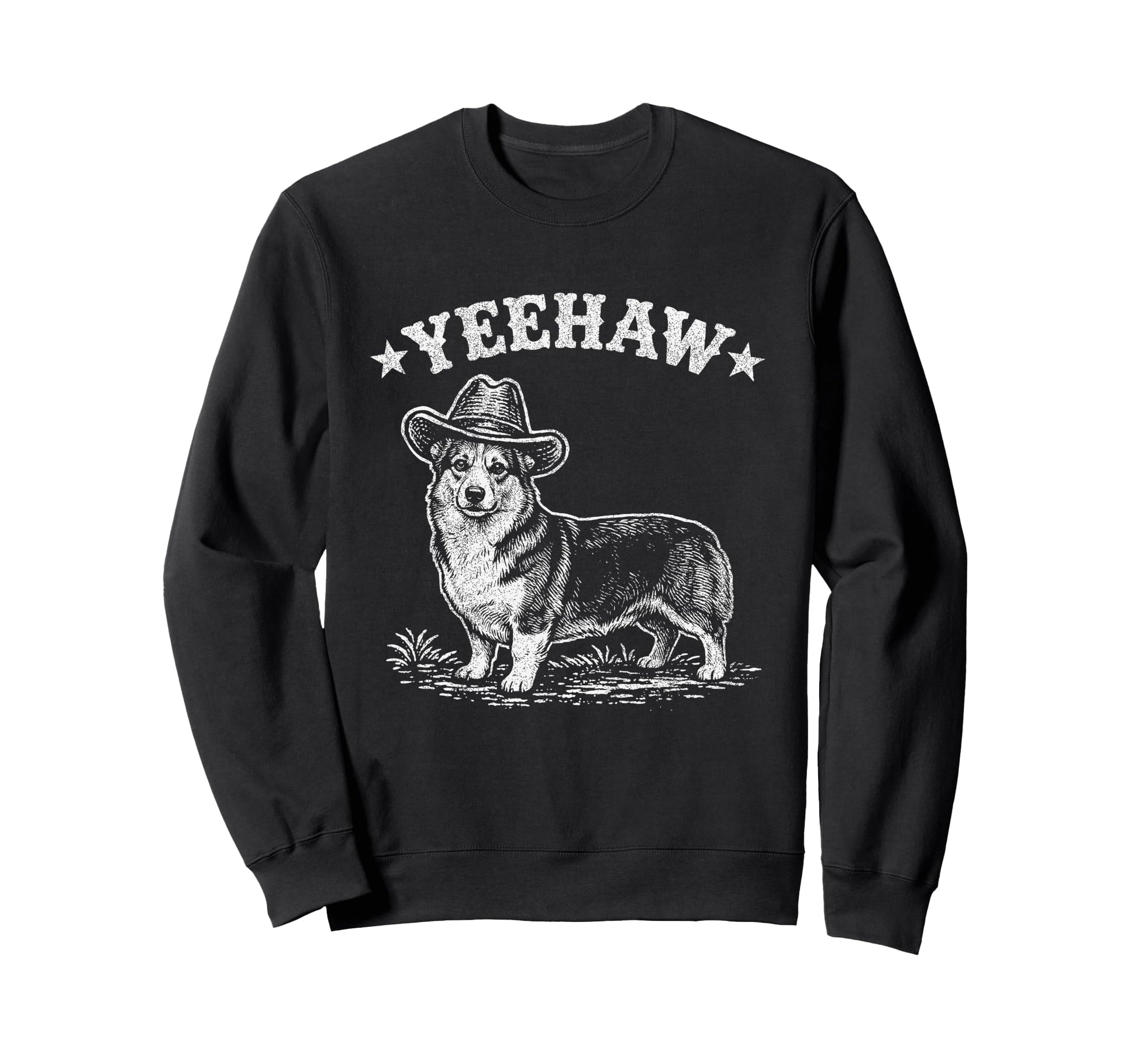 Yeehaw Corgi Cowboy Hat Western Dog Sweatshirt - Graphic Print Men Women - T-Shirt, Sweatshirt, Hoodie