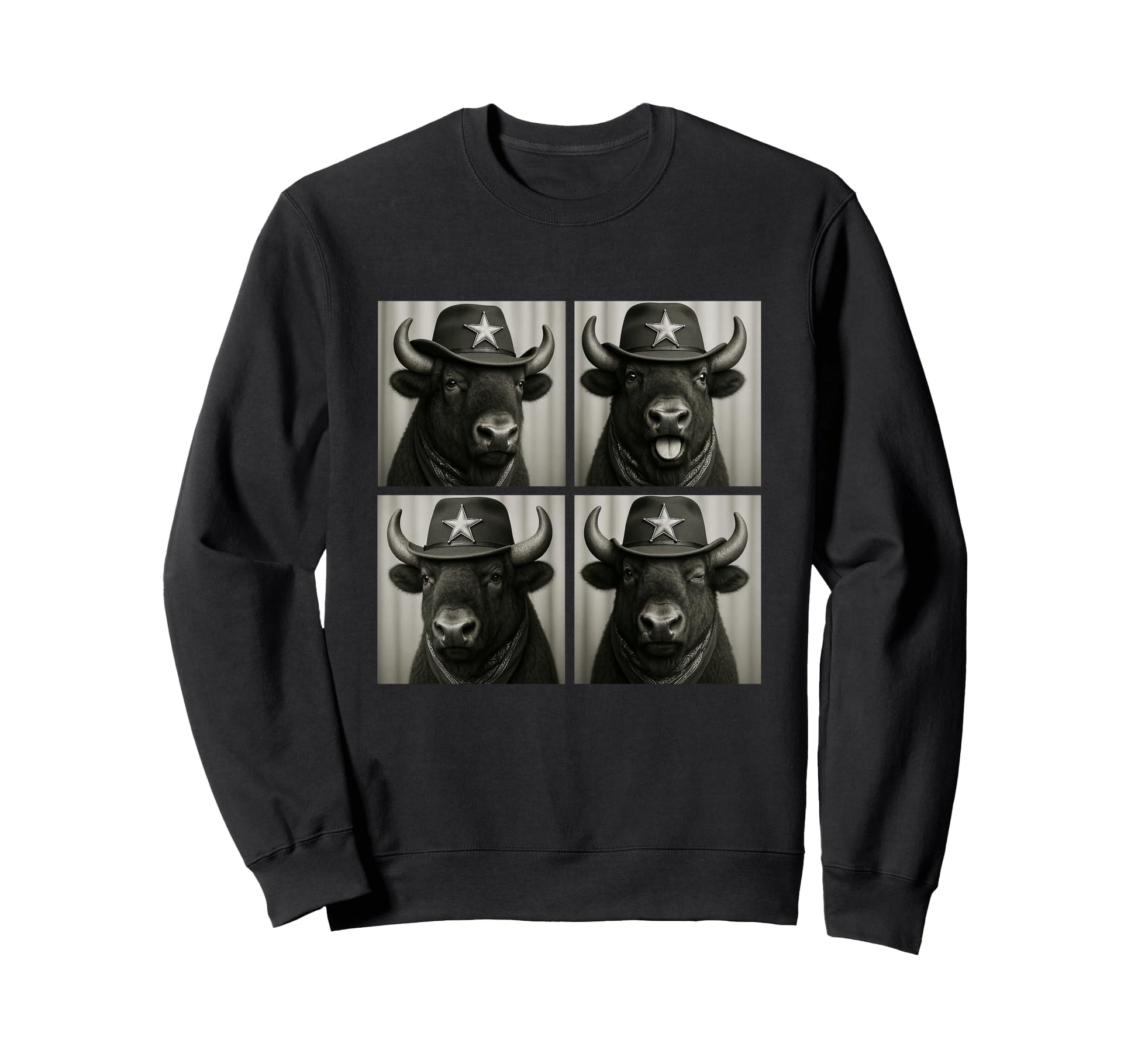 Funny Cowboy Buffalos Western Farm Sweatshirt - Minimalist Print Men Women - T-Shirt, Sweatshirt, Hoodie