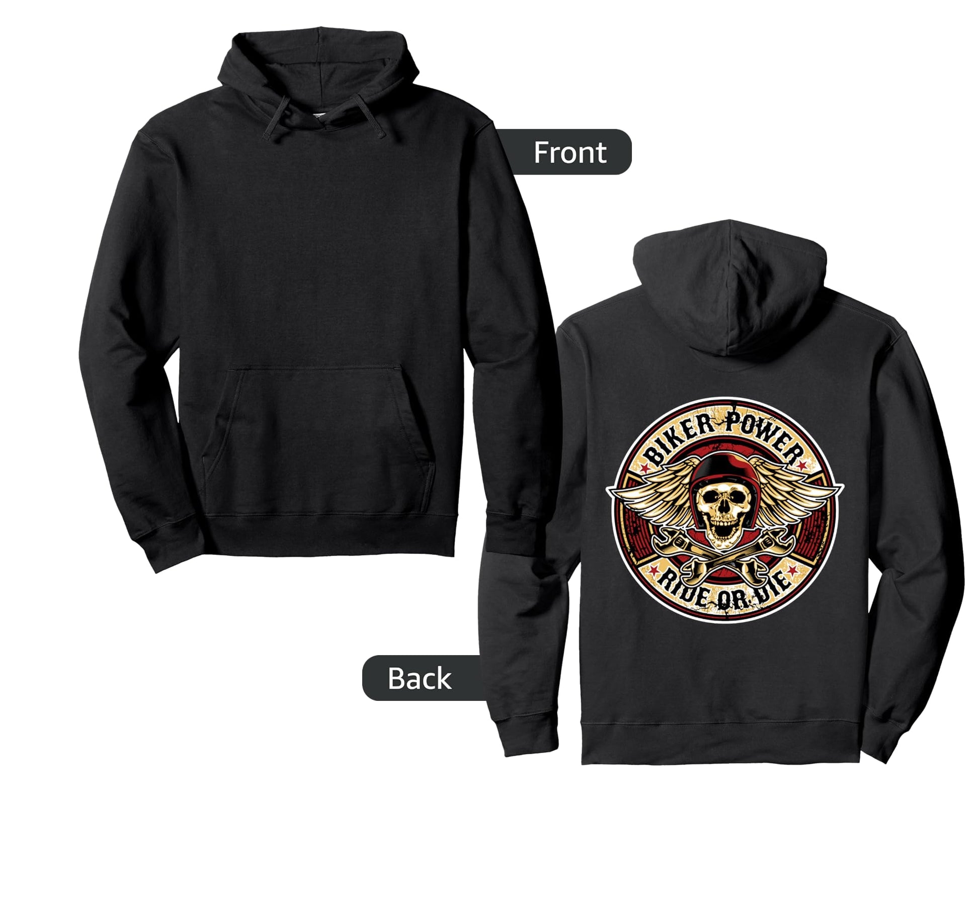 Oldschool Biker Motorcycle Hoodie - Casual Everyday Wear for Adults - T-Shirt, Sweatshirt, Hoodie