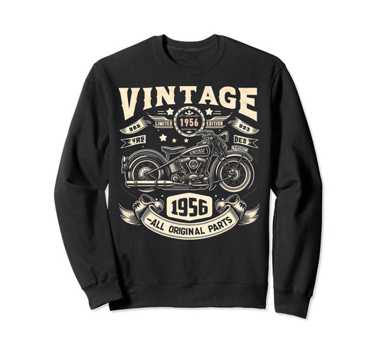 1956 Born 1956 68Th Birthday Motorcycle Sweatshirt - Unique Graphic Unisex - T-Shirt, Sweatshirt, Hoodie