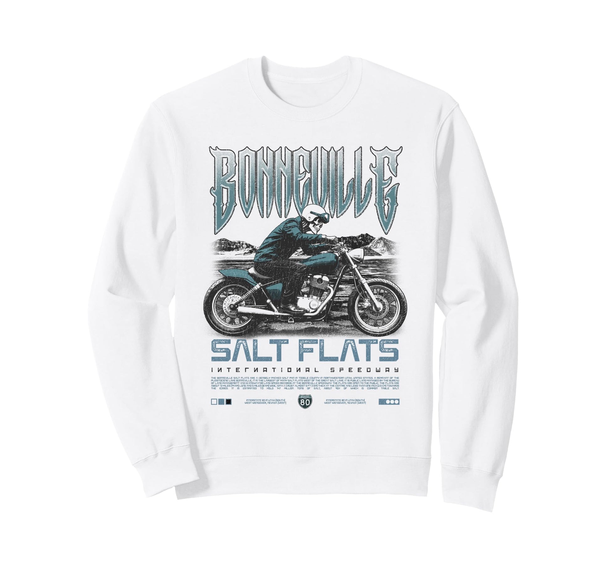 Bonneville Salt Flats Motorcycle Sweatshirt - Fun Novelty Design Men Women - T-Shirt, Sweatshirt, Hoodie