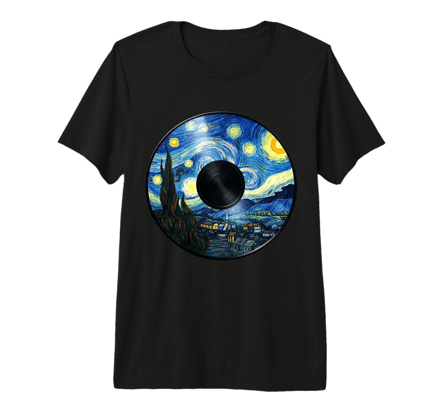 Vinyl Starry Night Tri Blend T-Shirt - Aesthetic Graphic Unisex - T-Shirt, Sweatshirt, Hoodie