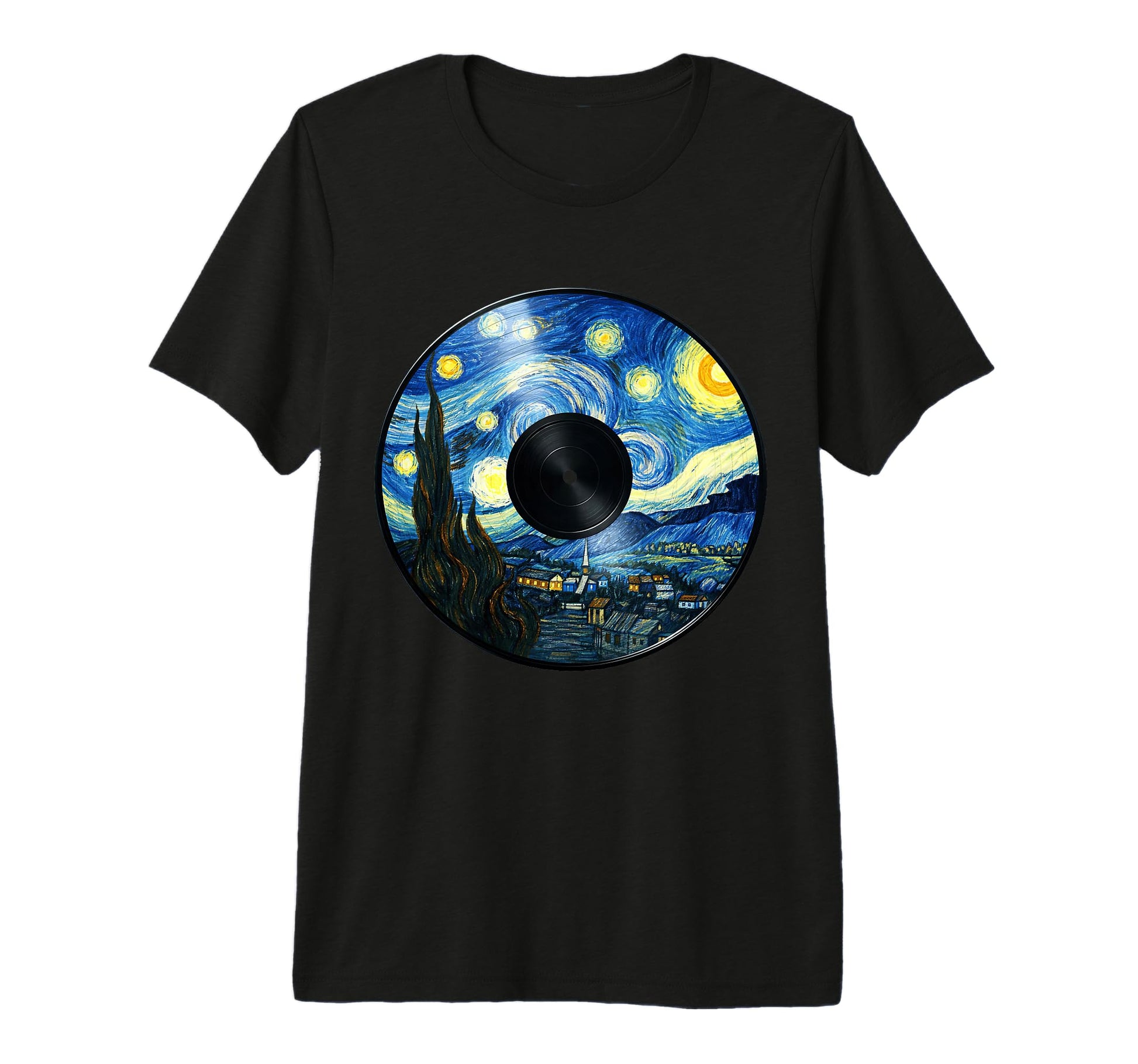 Vinyl Starry Night Tri Blend T-Shirt - Aesthetic Graphic Unisex - T-Shirt, Sweatshirt, Hoodie