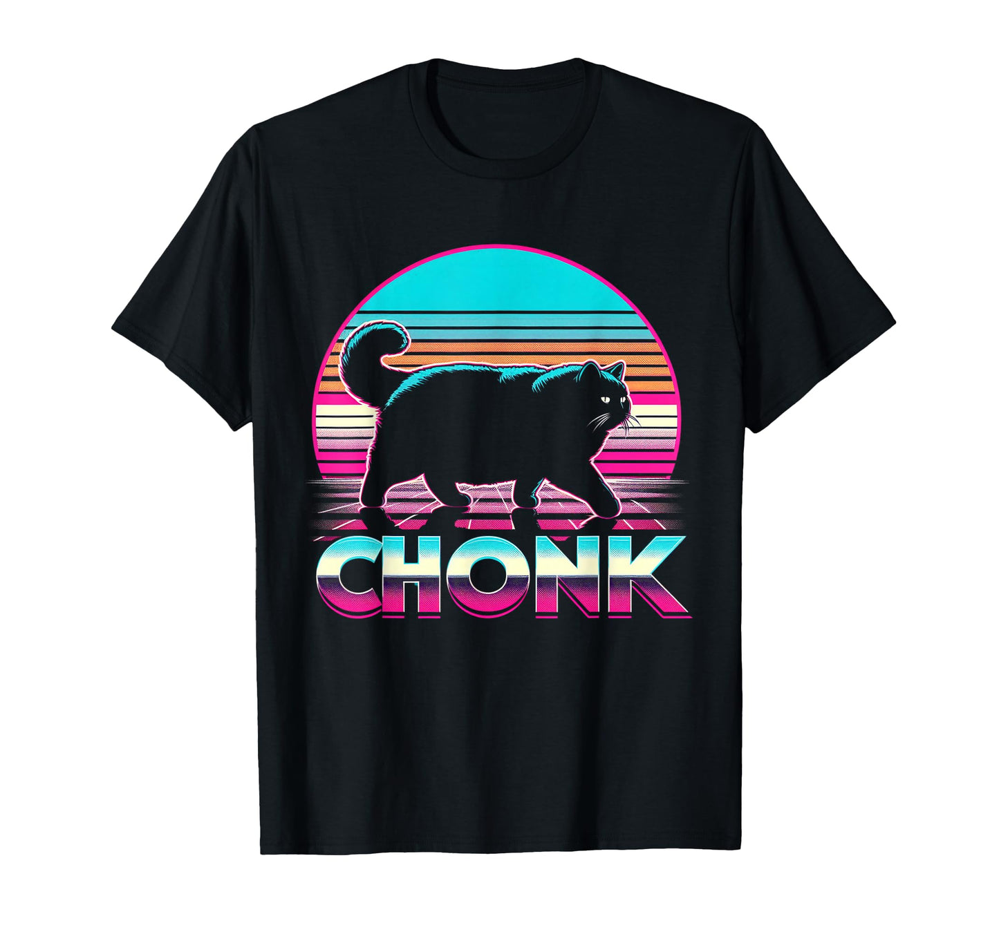 Funny Chonk Scale Cat Sunset T-Shirt - Fun Novelty Design Men Women - T-Shirt, Sweatshirt, Hoodie