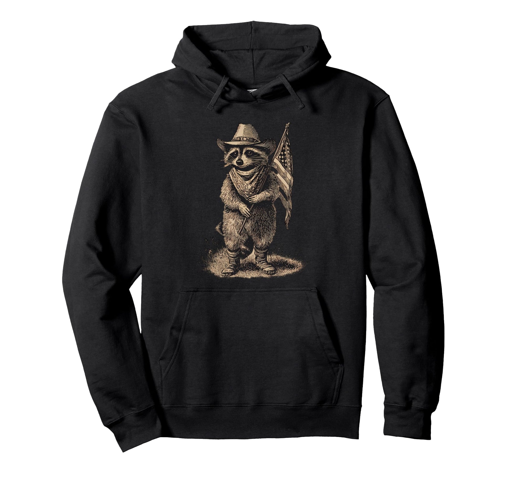 Raccoon Cowboy Rodeo Cowgirl Western Hoodie - Custom Art Print Men Women - T-Shirt, Sweatshirt, Hoodie