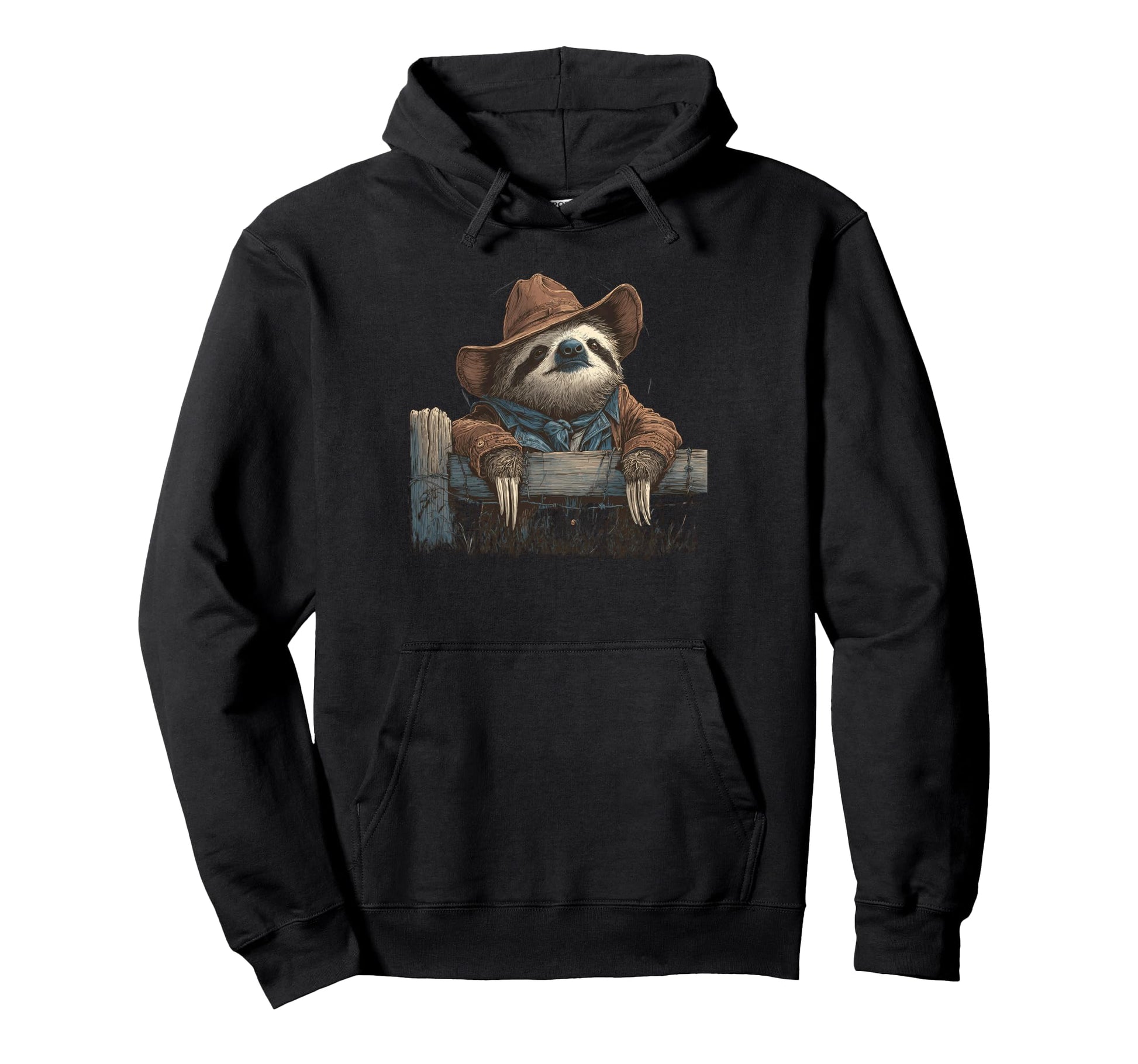 Sloth Cowboy Rodeo Cowgirl Western Hoodie - Minimalist Print for Adults - T-Shirt, Sweatshirt, Hoodie