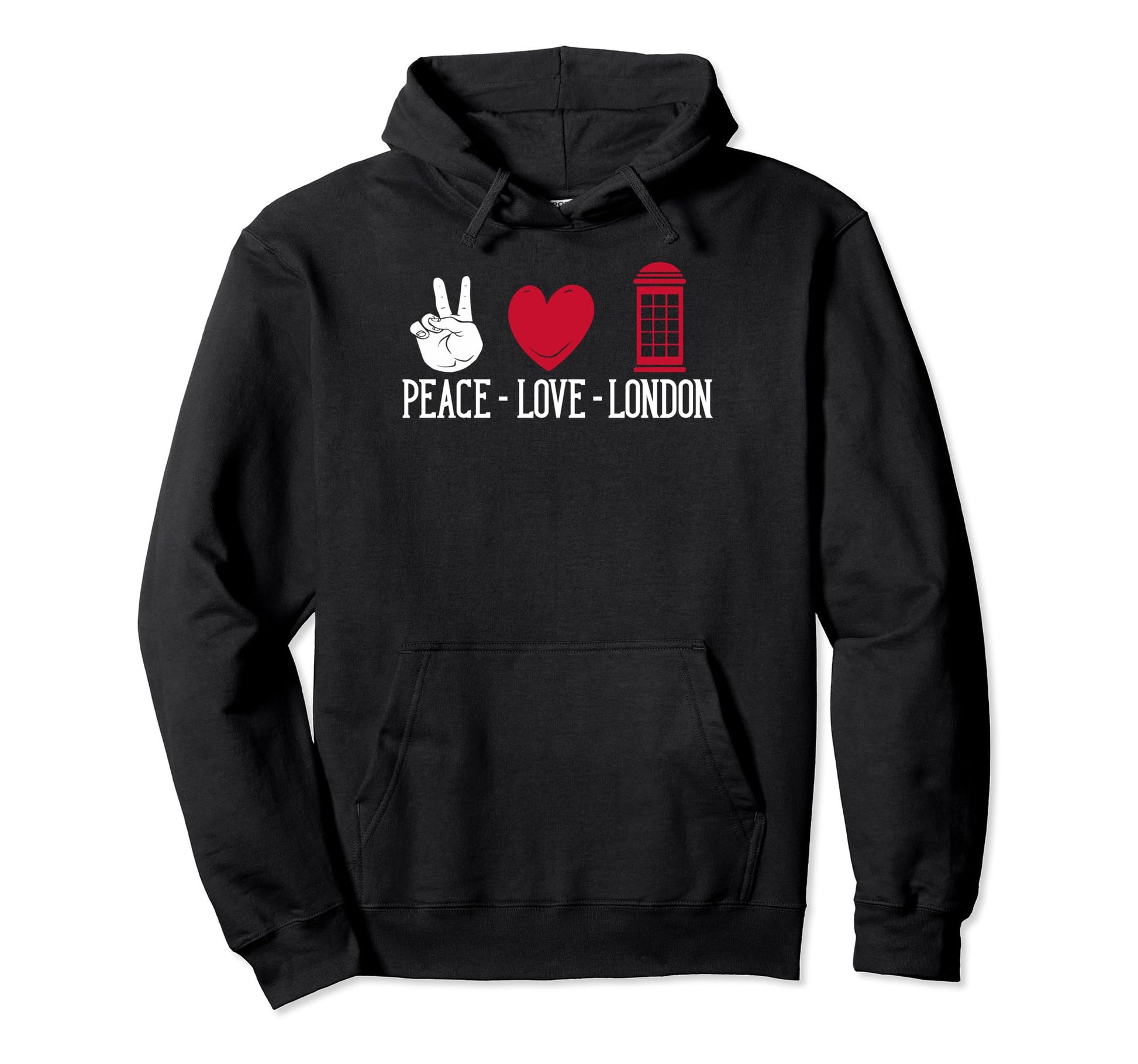 British Funny England Peace Love Hoodie - Fun Novelty Design for Adults - T-Shirt, Sweatshirt, Hoodie