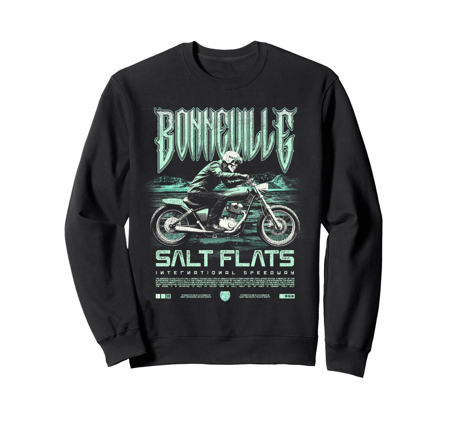 Bonneville Salt Flats Motorcycle Sweatshirt - Unique Graphic Men Women - T-Shirt, Sweatshirt, Hoodie