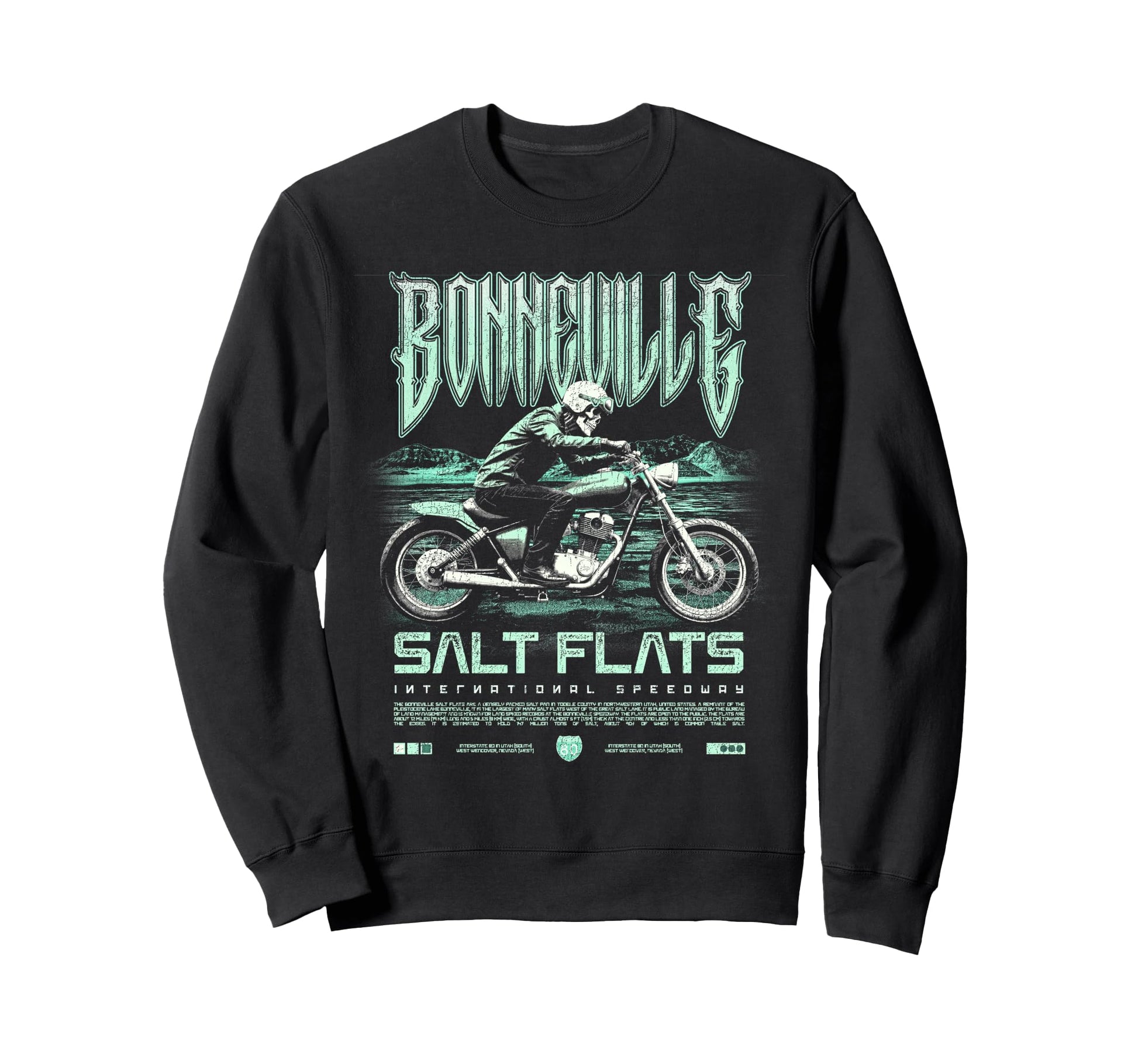 Bonneville Salt Flats Motorcycle Sweatshirt - Unique Graphic Men Women - T-Shirt, Sweatshirt, Hoodie