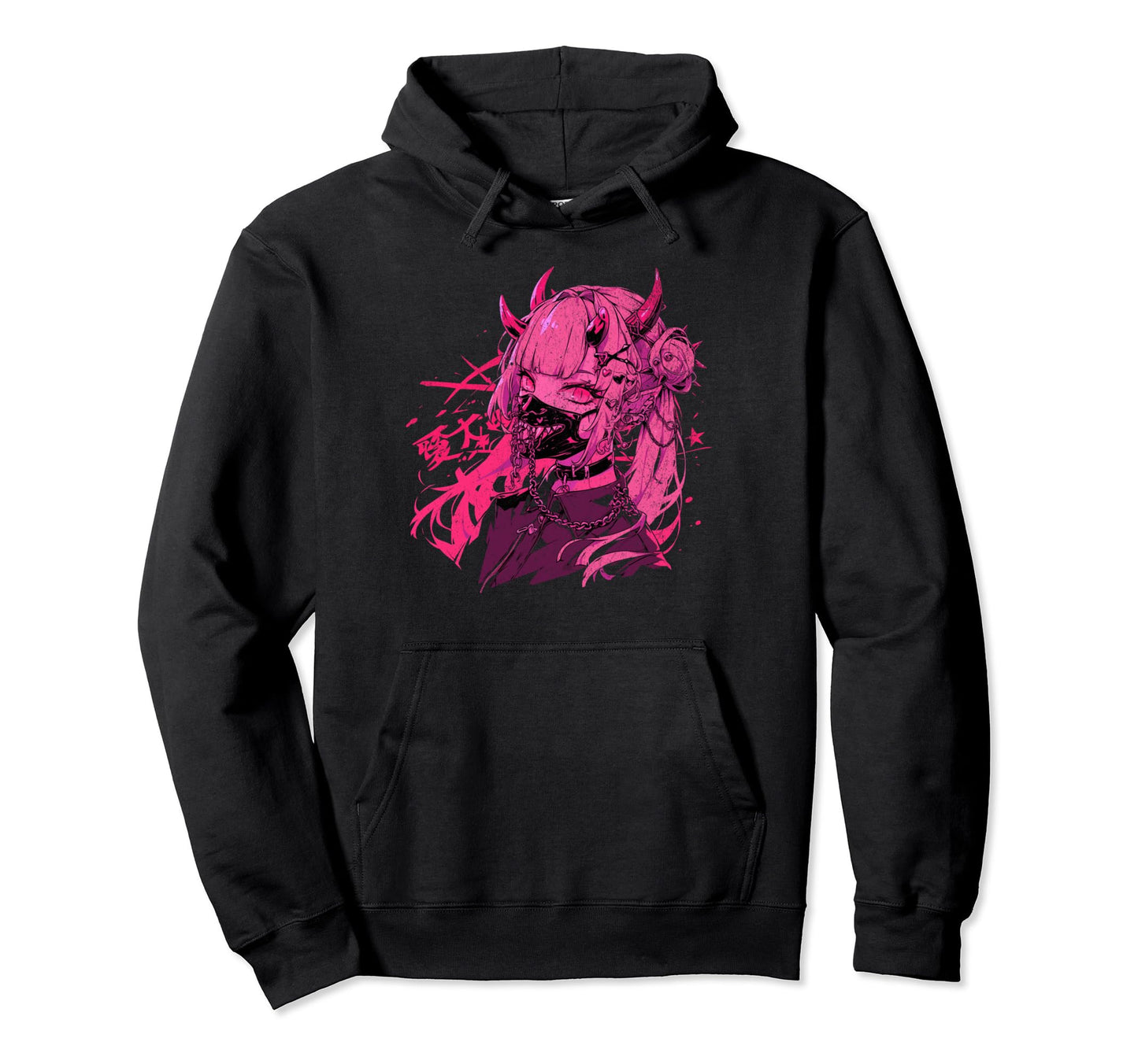 Goth Grunge Demon Anime Waifu Horror Hoodie - Unique Graphic for Adults - T-Shirt, Sweatshirt, Hoodie