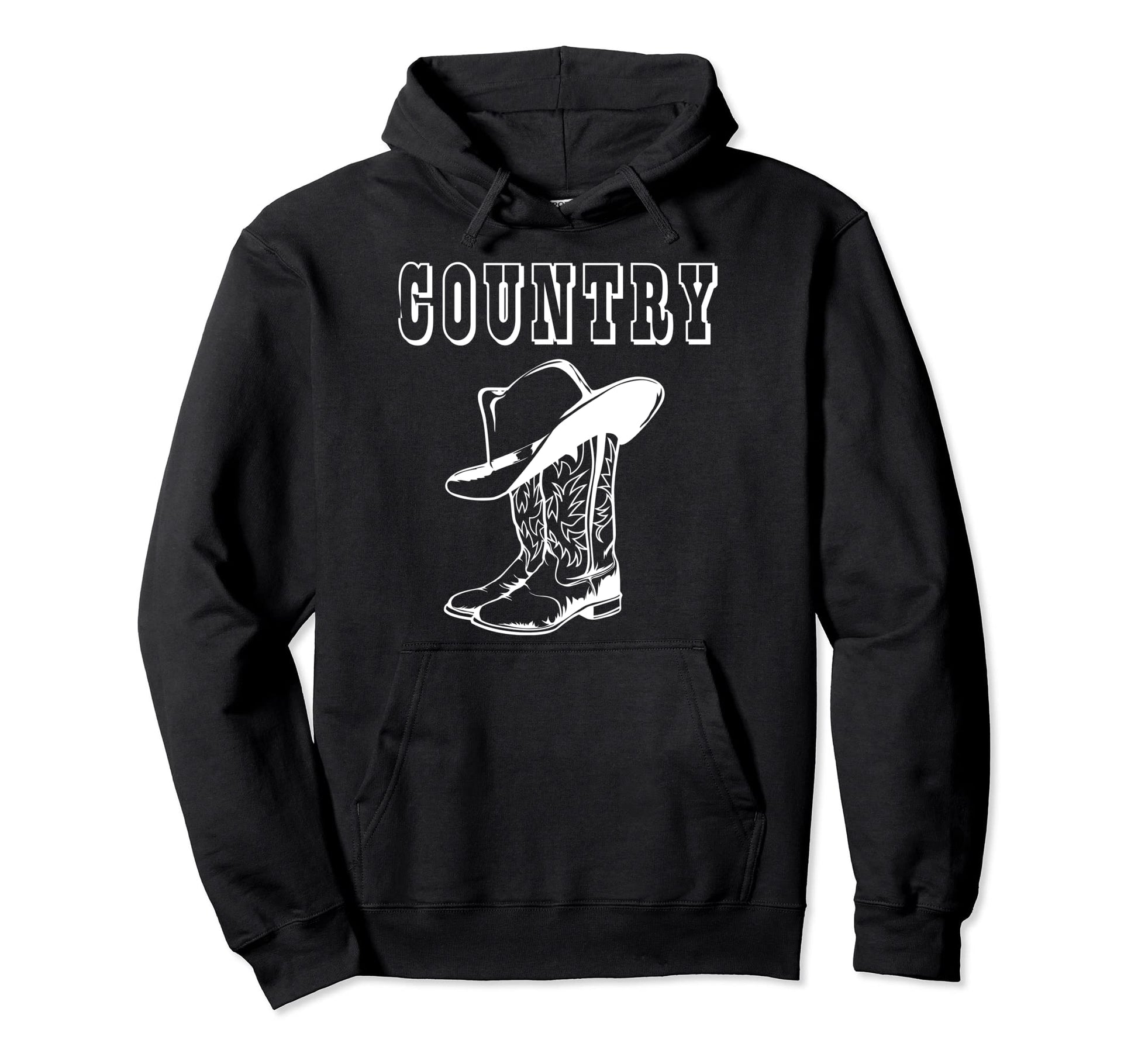 Cowboy Boots Hat Country Western Hoodie - Fun Novelty Design for Adults - T-Shirt, Sweatshirt, Hoodie