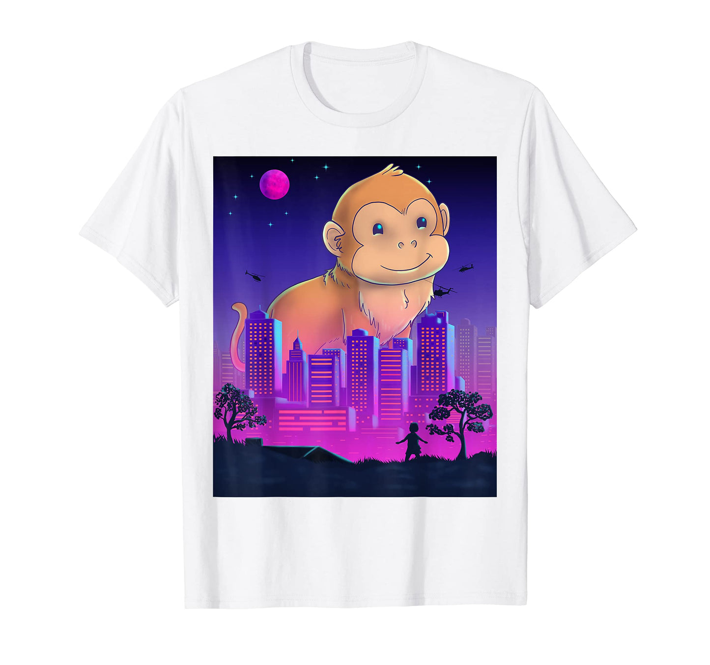 Giant Monkey Vaporwave Synthwave T-Shirt - Graphic Print Men Women - T-Shirt, Sweatshirt, Hoodie